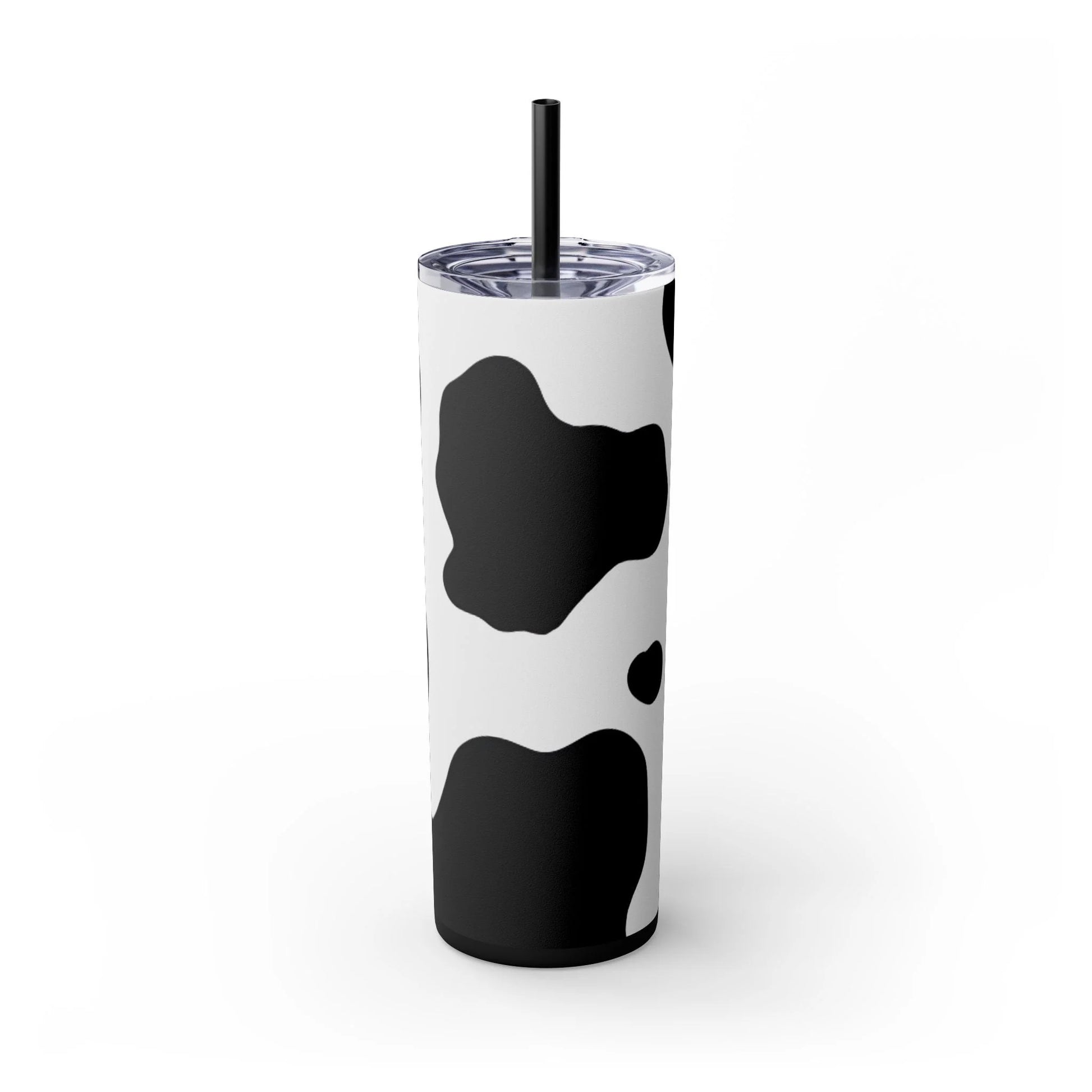 JAKKOUTTHEBXX White cow print skinny tumbler with clear lid and straw 2025
