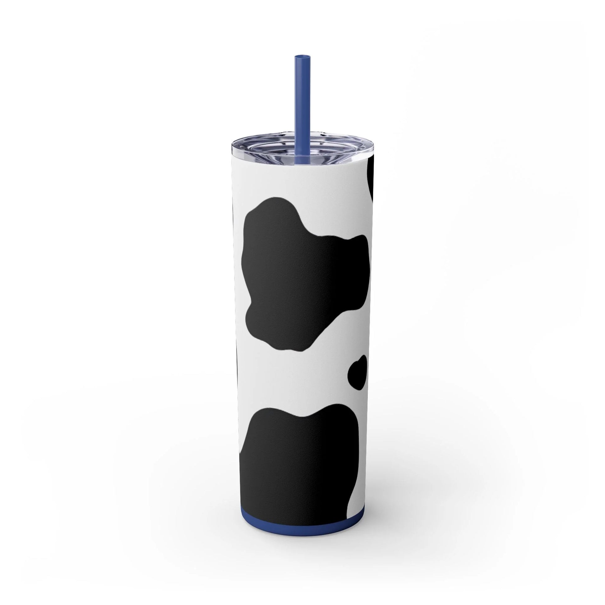 JAKKOUTTHEBXX White cow print skinny tumbler with clear lid and straw 2025