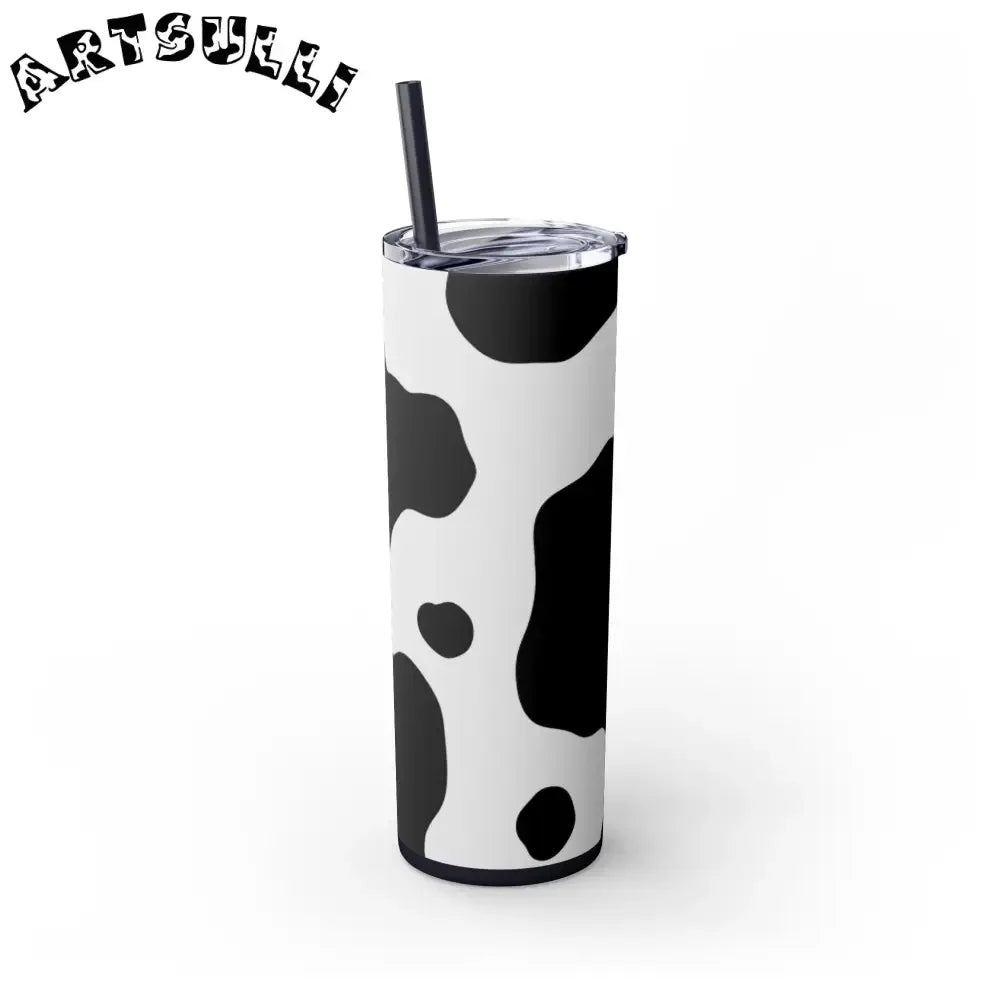 JAKKOUTTHEBXX White cow print skinny tumbler with clear lid and straw 2025