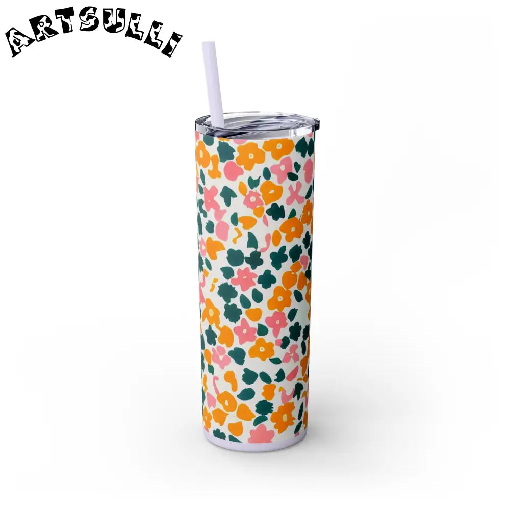 White Floral Maars Skinny Tumbler, Artsulli - Art is Long, Life is Short, Mug, , , , , , , 