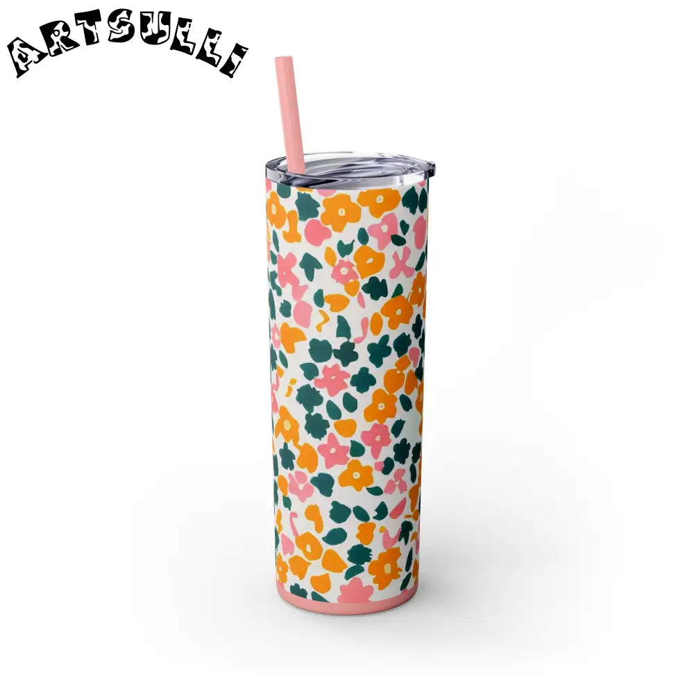 White Floral Maars Skinny Tumbler, Artsulli - Art is Long, Life is Short, Mug, , , , , , , 