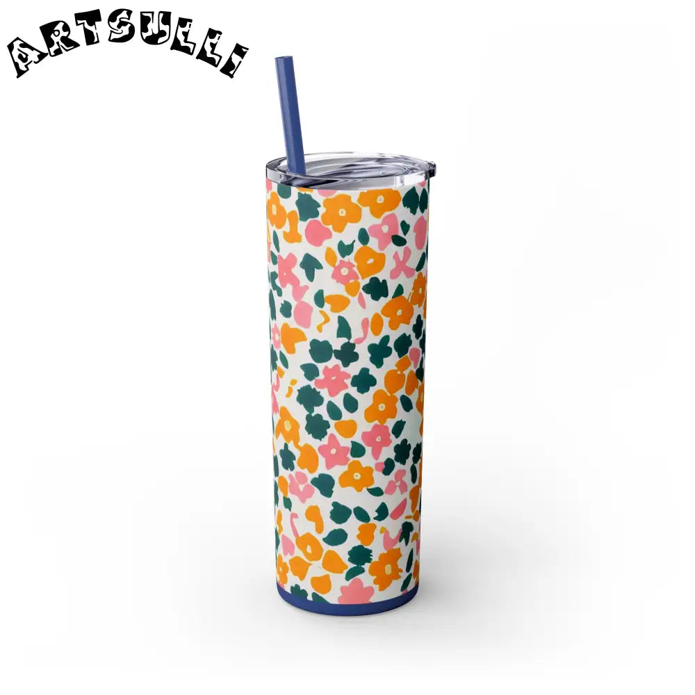 White Floral Maars Skinny Tumbler, Artsulli - Art is Long, Life is Short, Mug, , , , , , , 