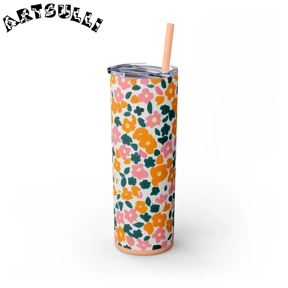 White Floral Maars Skinny Tumbler, Artsulli - Art is Long, Life is Short, Mug, , , , , , , 