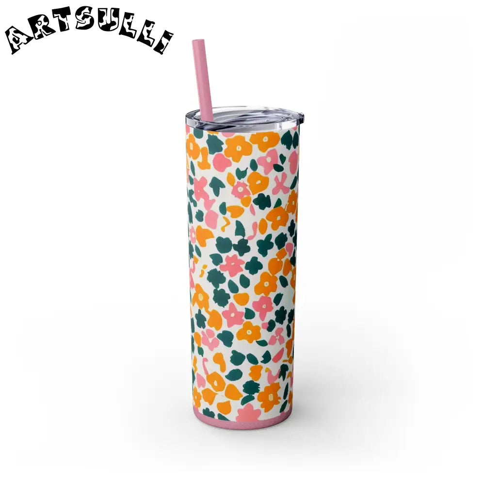 White Floral Maars Skinny Tumbler, Artsulli - Art is Long, Life is Short, Mug, , , , , , , 