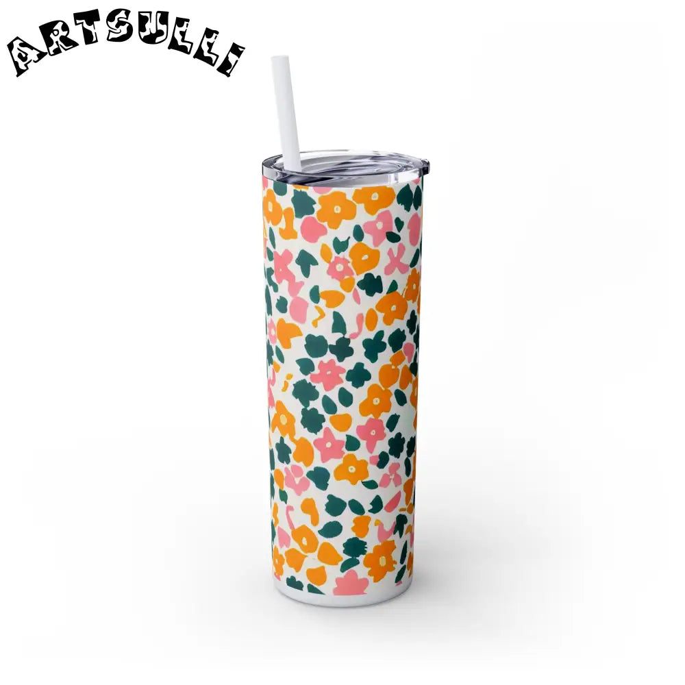 White Floral Maars Skinny Tumbler, Artsulli - Art is Long, Life is Short, Mug, , , , , , , 