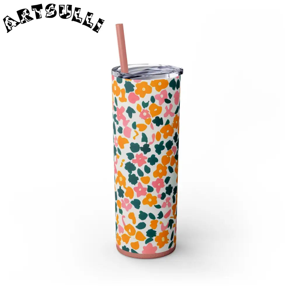 White Floral Maars Skinny Tumbler, Artsulli - Art is Long, Life is Short, Mug, , , , , , , 