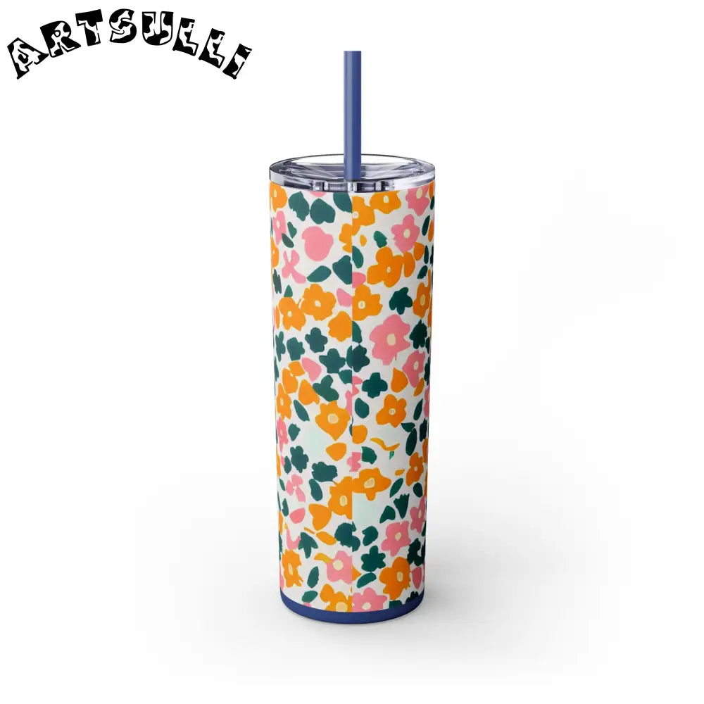 White Floral Maars Skinny Tumbler, Artsulli - Art is Long, Life is Short, Mug, , , , , , , 