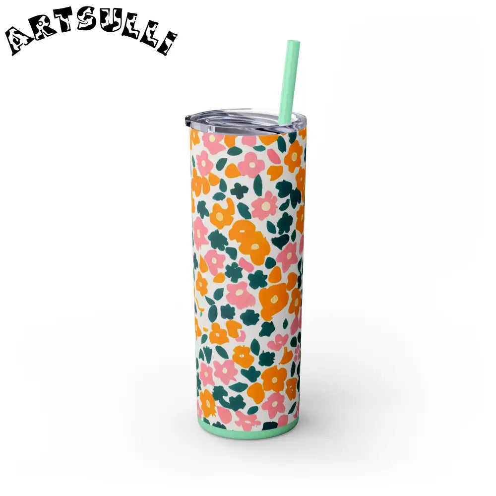 White Floral Maars Skinny Tumbler, Artsulli - Art is Long, Life is Short, Mug, , , , , , , 