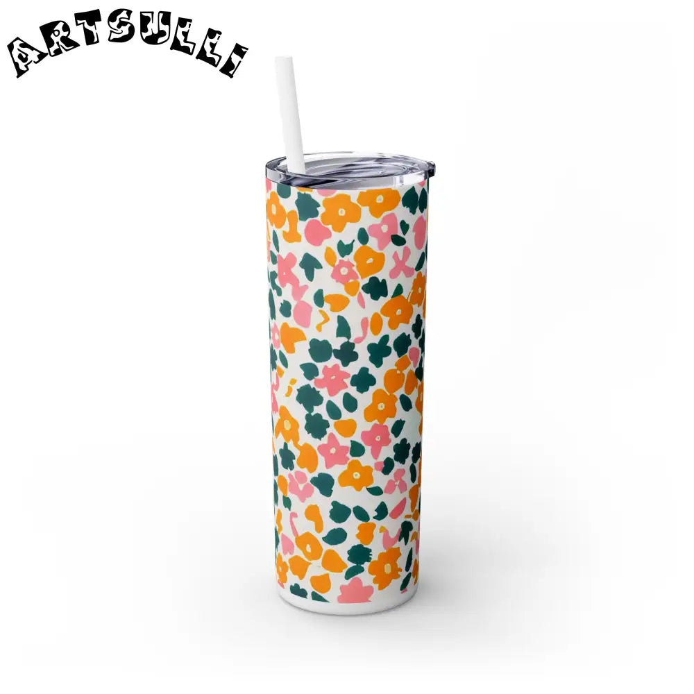 White Floral Maars Skinny Tumbler, Artsulli - Art is Long, Life is Short, Mug, , , , , , , 