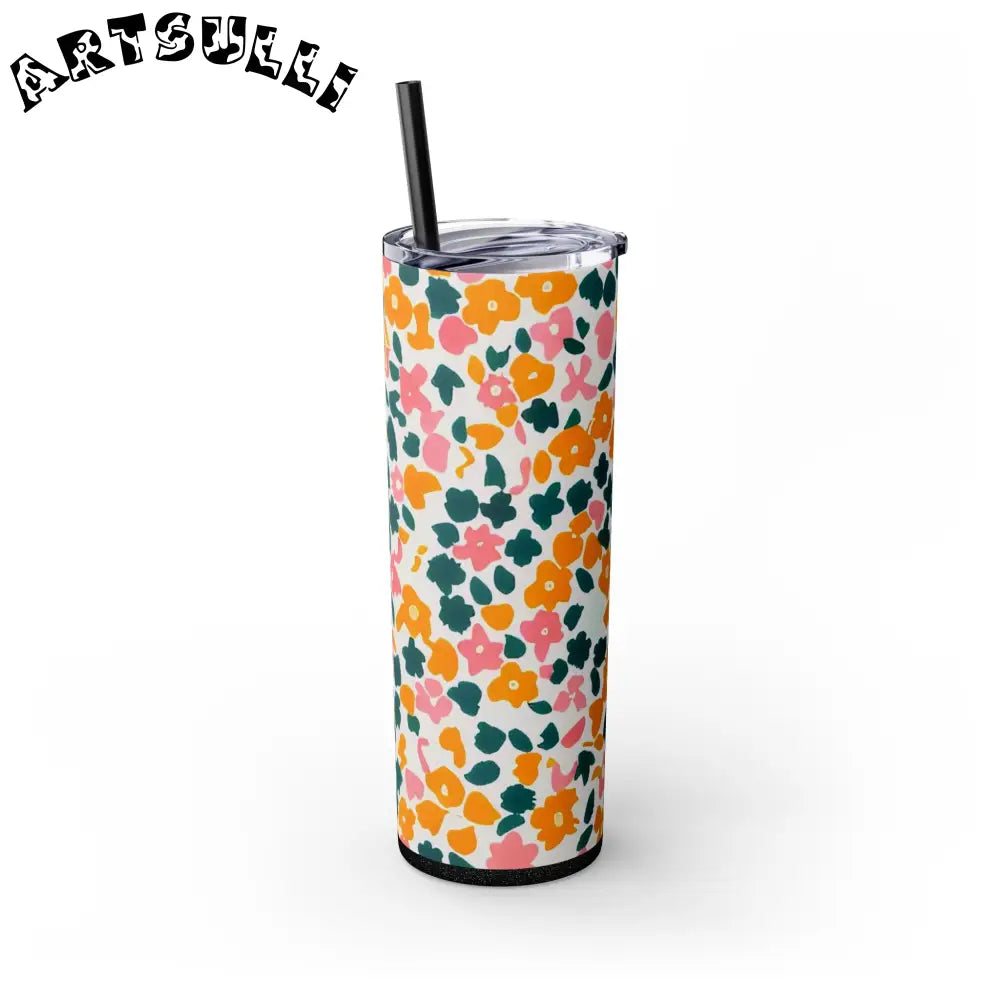 White Floral Maars Skinny Tumbler, Artsulli - Art is Long, Life is Short, Mug, , , , , , , 