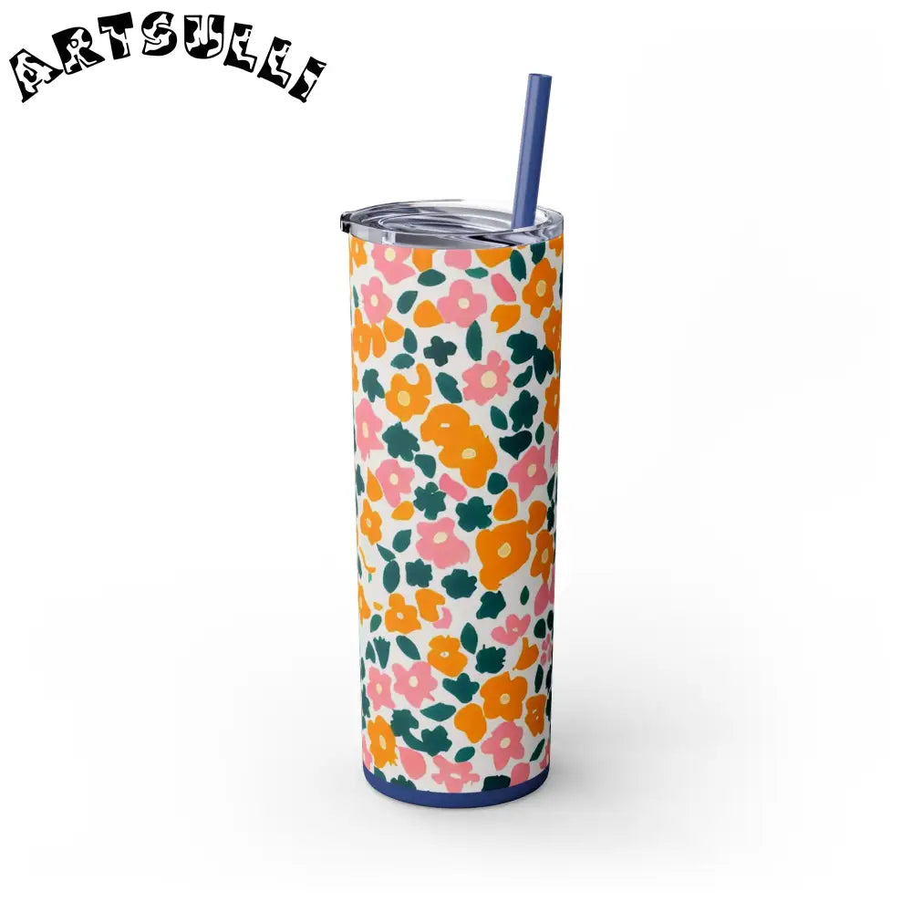 White Floral Maars Skinny Tumbler, Artsulli - Art is Long, Life is Short, Mug, , , , , , , 