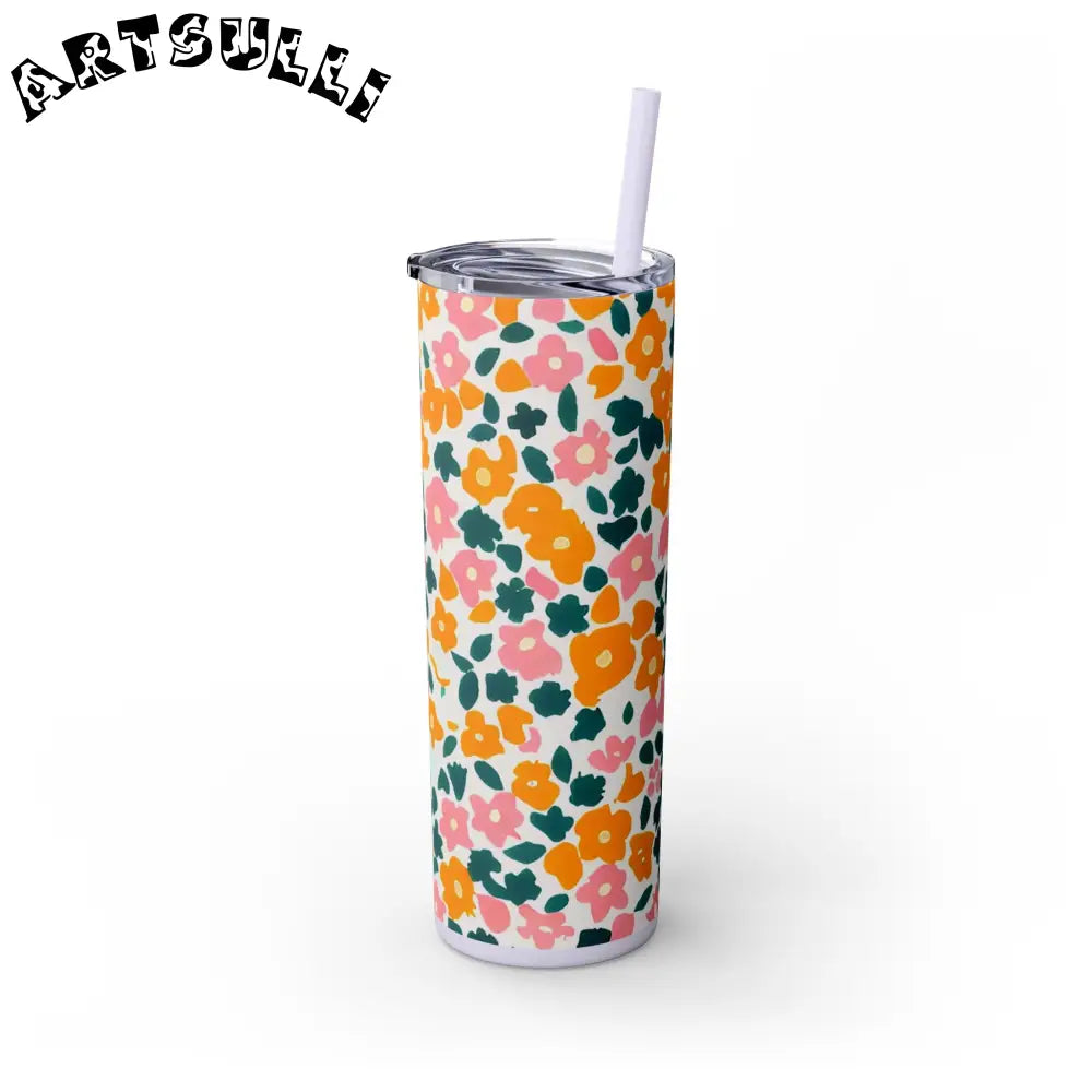 White Floral Maars Skinny Tumbler, Artsulli - Art is Long, Life is Short, Mug, , , , , , , 