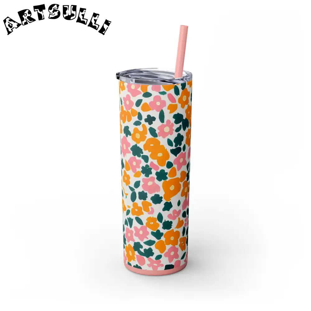 White Floral Maars Skinny Tumbler, Artsulli - Art is Long, Life is Short, Mug, , , , , , , 