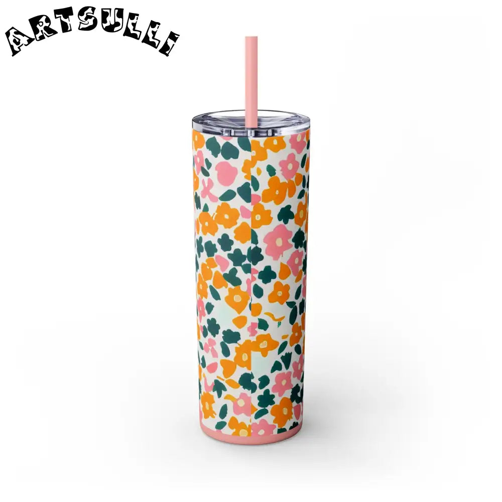 White Floral Maars Skinny Tumbler, Artsulli - Art is Long, Life is Short, Mug, , , , , , , 