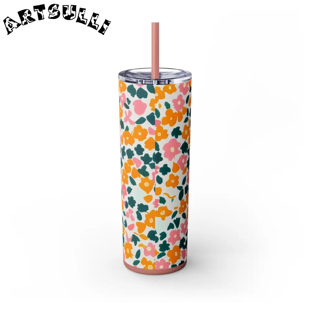 White Floral Maars Skinny Tumbler, Artsulli - Art is Long, Life is Short, Mug, , , , , , , 