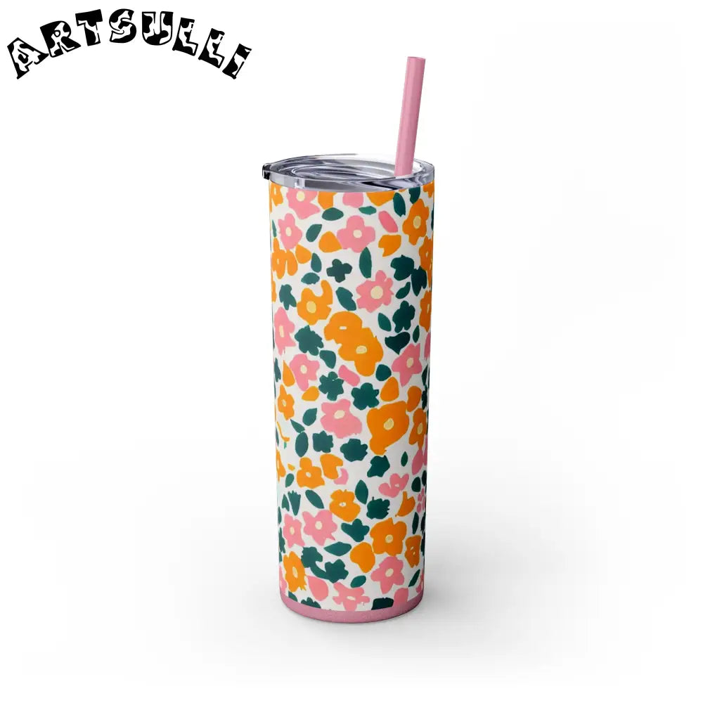 White Floral Maars Skinny Tumbler, Artsulli - Art is Long, Life is Short, Mug, , , , , , , 