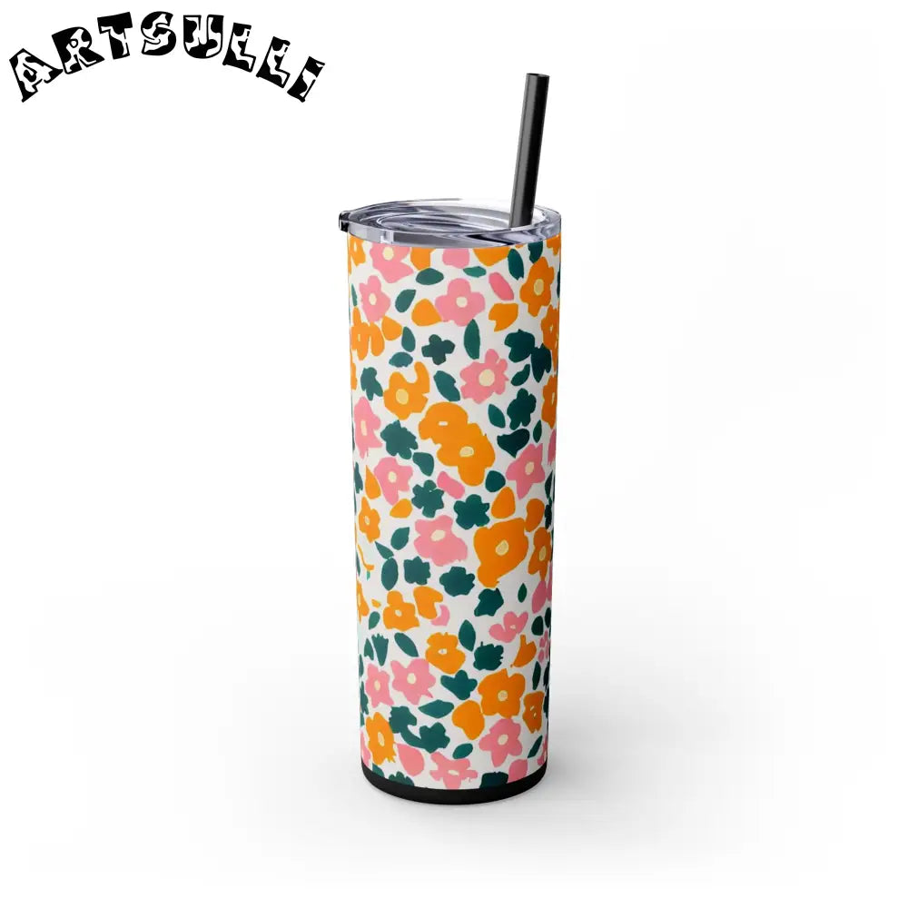 White Floral Maars Skinny Tumbler, Artsulli - Art is Long, Life is Short, Mug, , , , , , , 