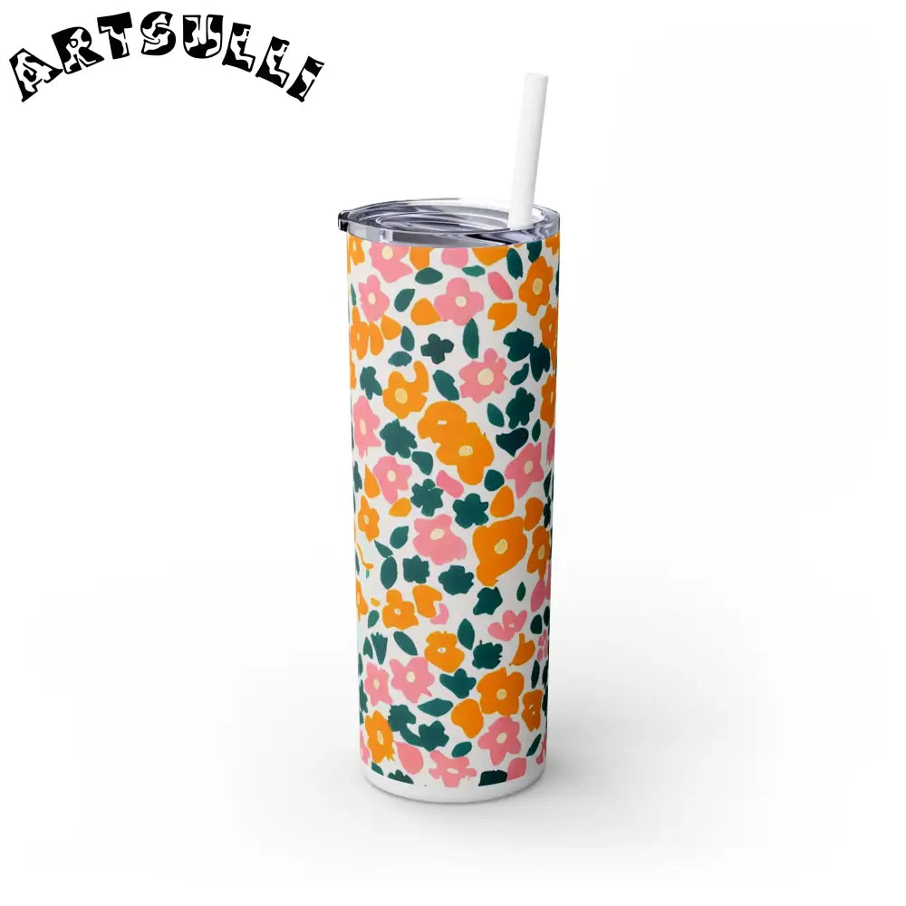 White Floral Maars Skinny Tumbler, Artsulli - Art is Long, Life is Short, Mug, , , , , , , 