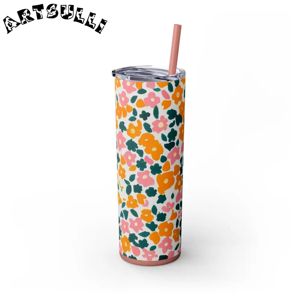 White Floral Maars Skinny Tumbler, Artsulli - Art is Long, Life is Short, Mug, , , , , , , 