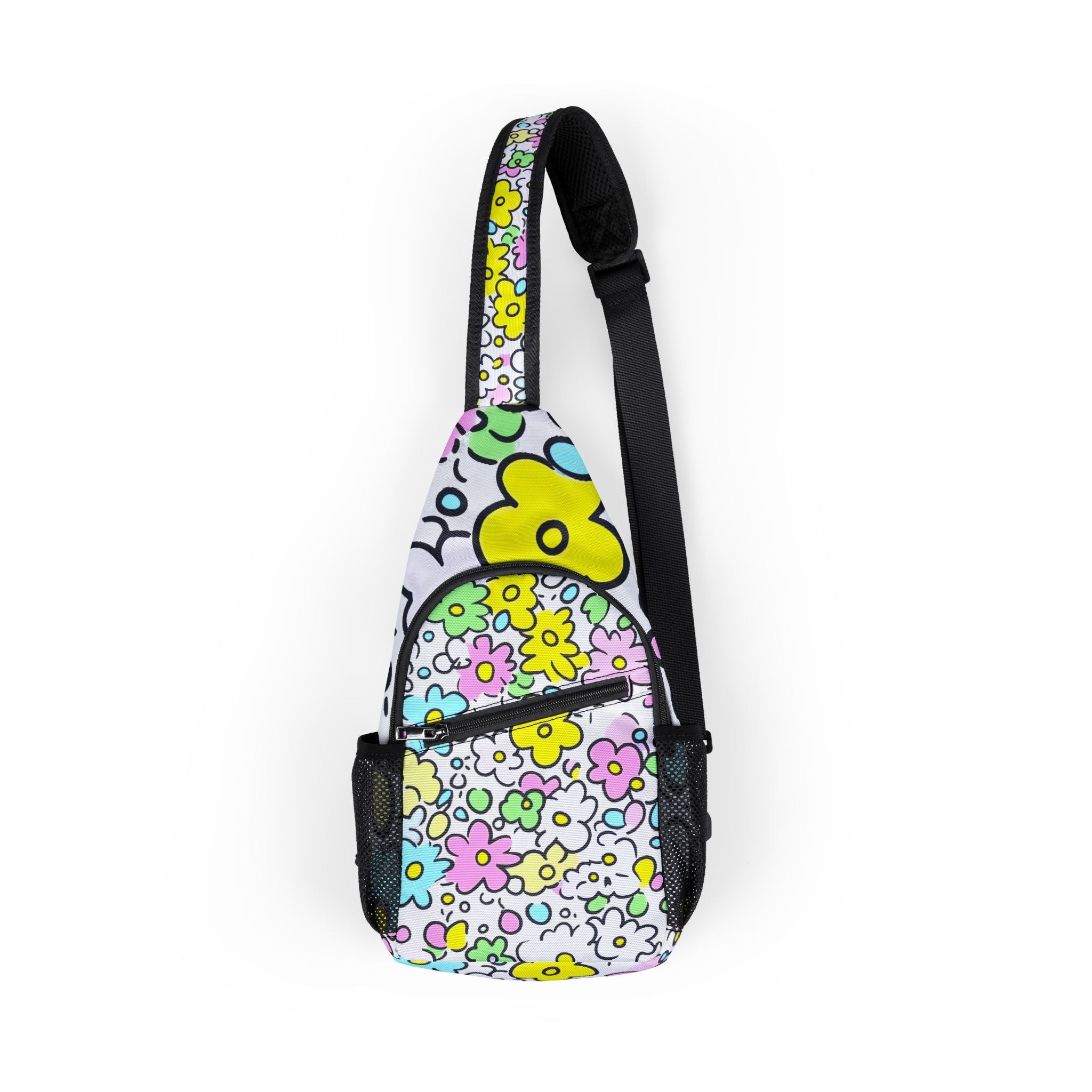 Printify White Floral Print Chest Bag 2025