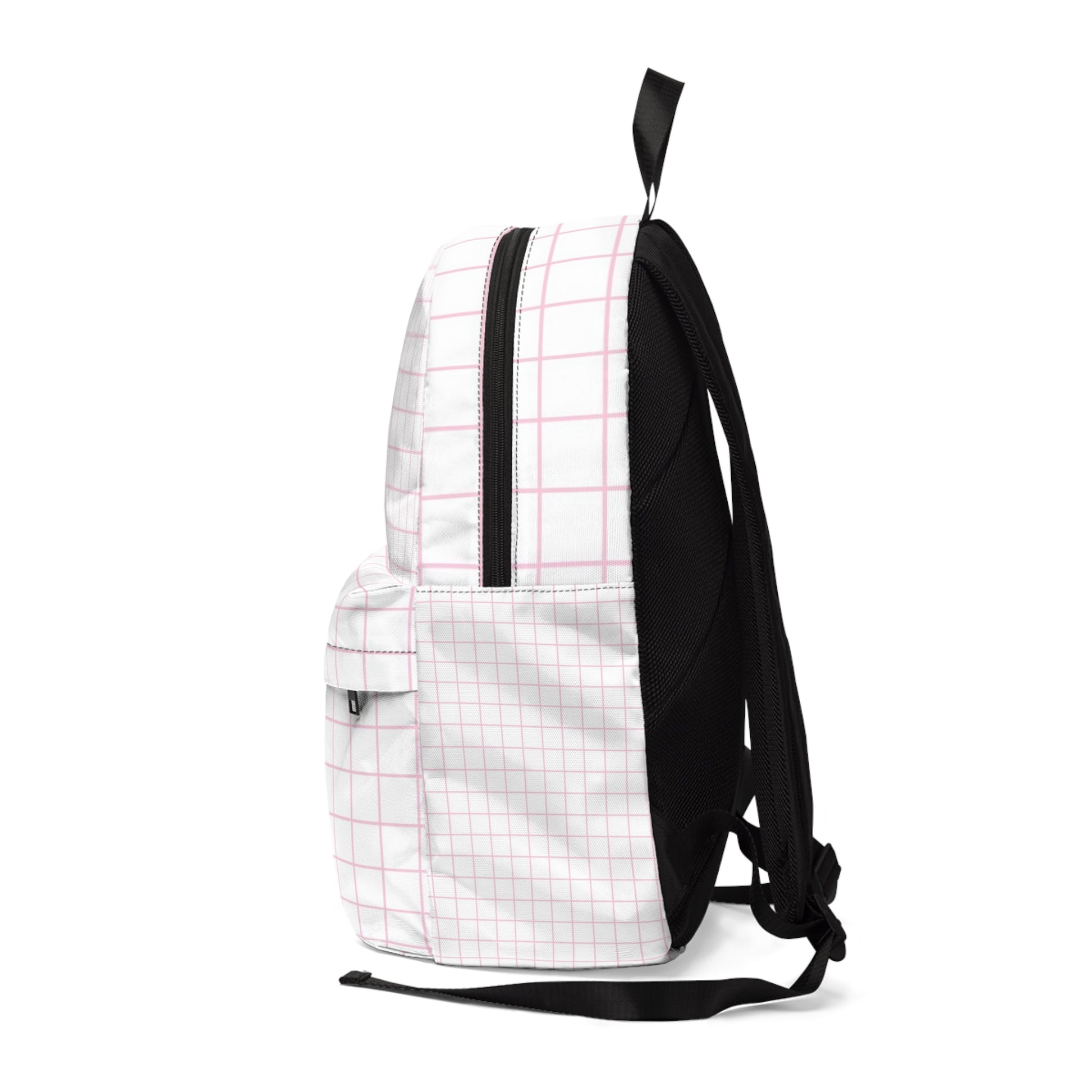 White Grid Pattern Backpack, Artsulli - Art is Long, Life is Short, Bags, , , , , , , 