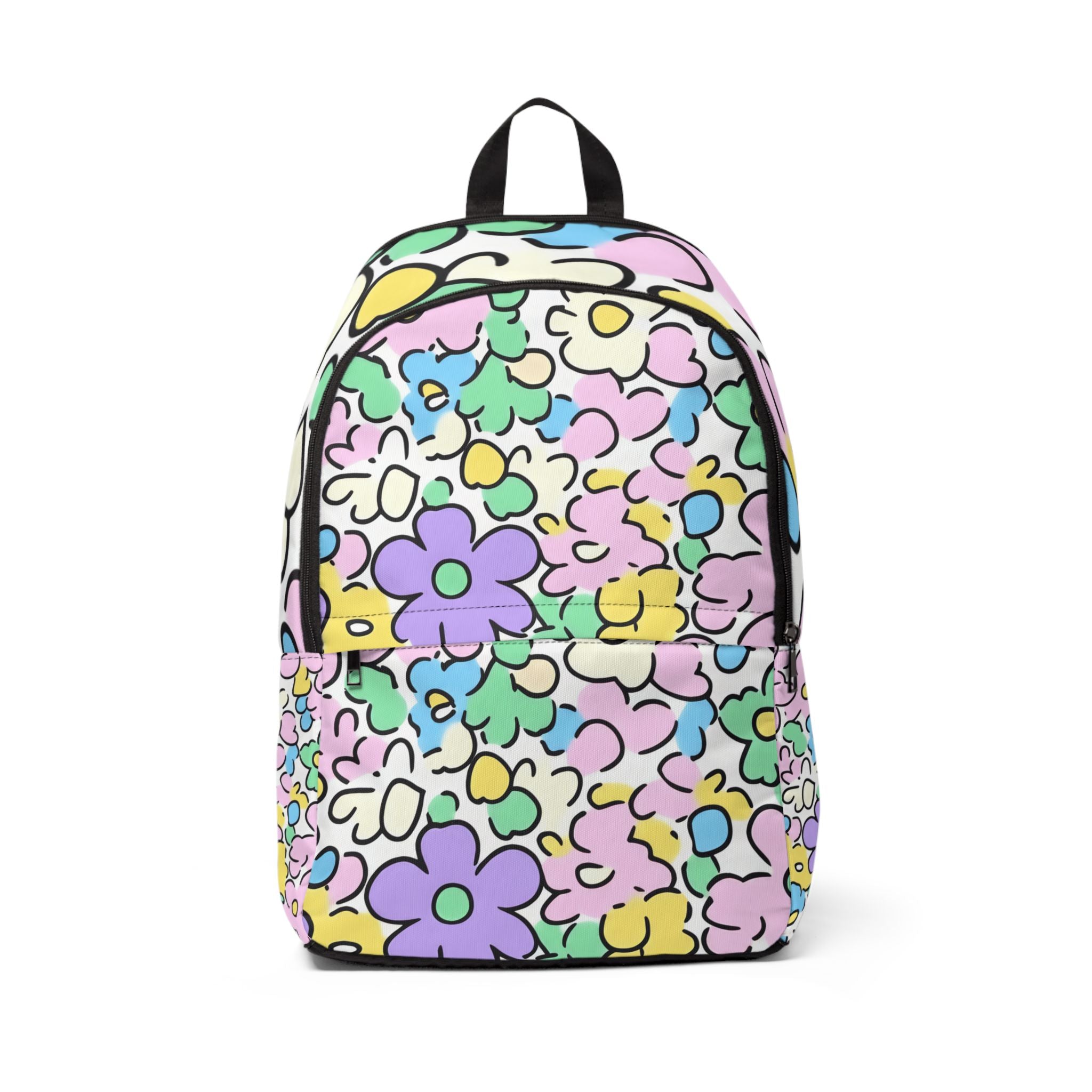 White Pastel Floral Backpack, Artsulli - Art is Long, Life is Short, Bags, Size, One size, , , , , 74430225052086117242