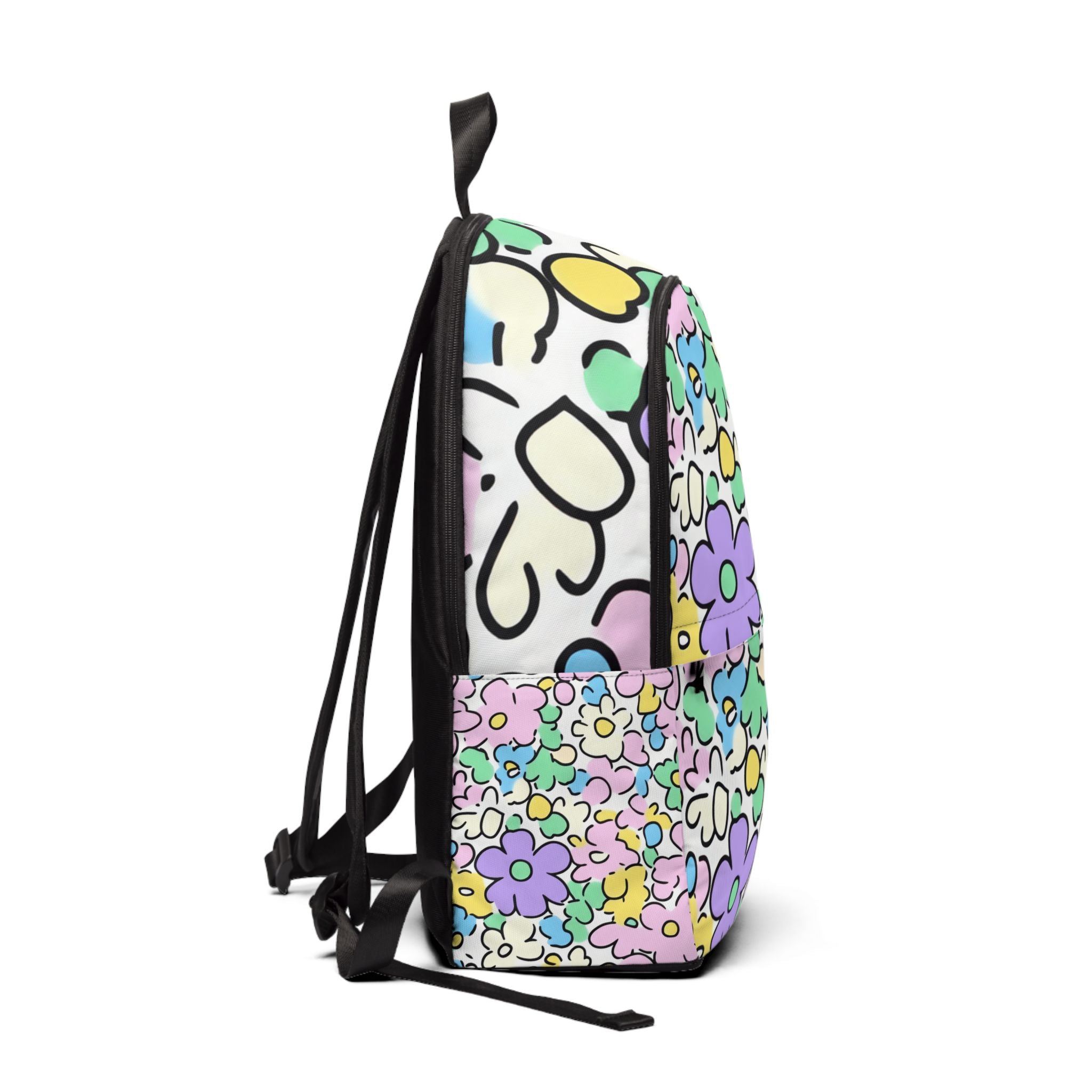 White Pastel Floral Backpack, Artsulli - Art is Long, Life is Short, Bags, , , , , , , 