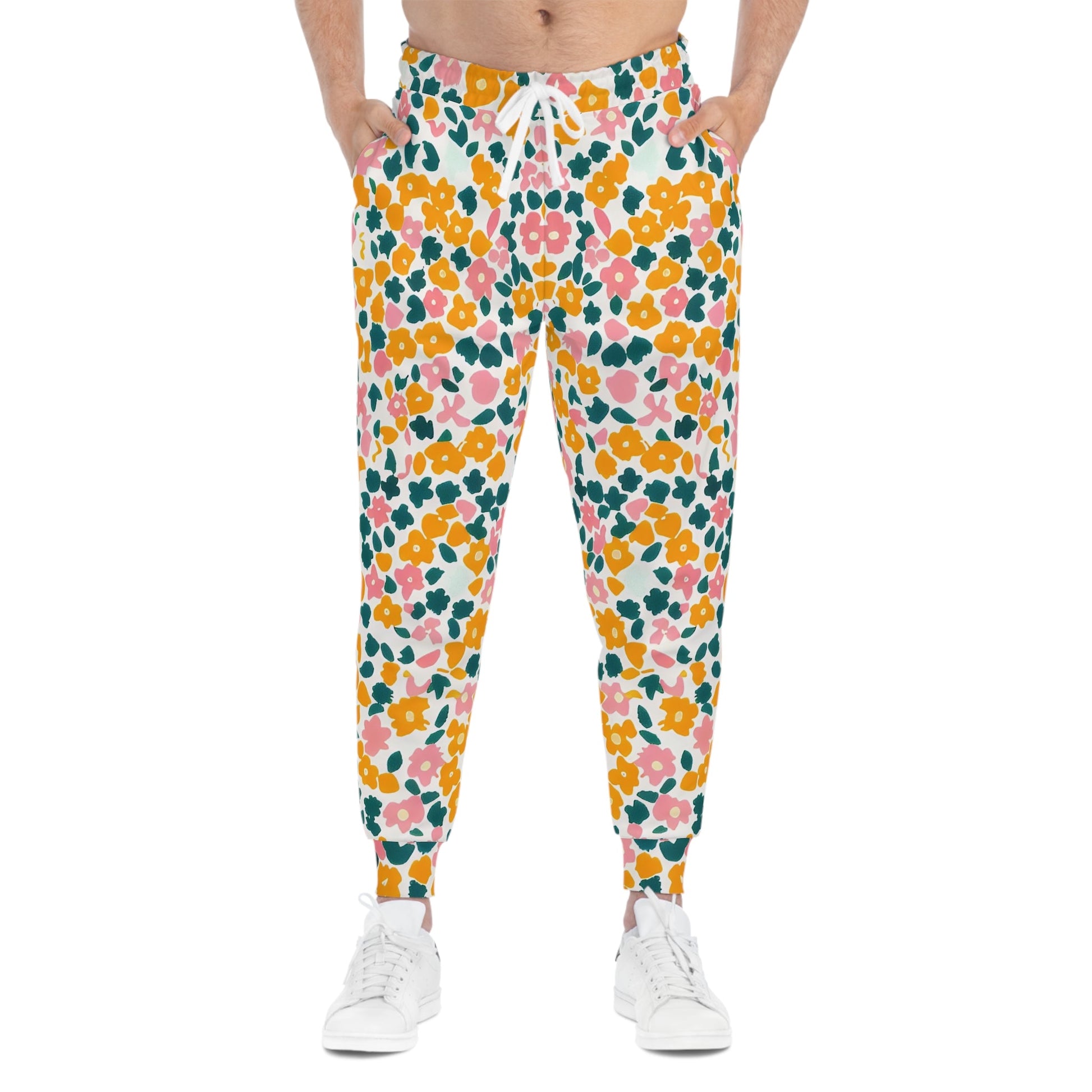 White Scattered Floral Joggers, Artsulli - Art is Long, Life is Short, All Over Prints, , , , , , , 