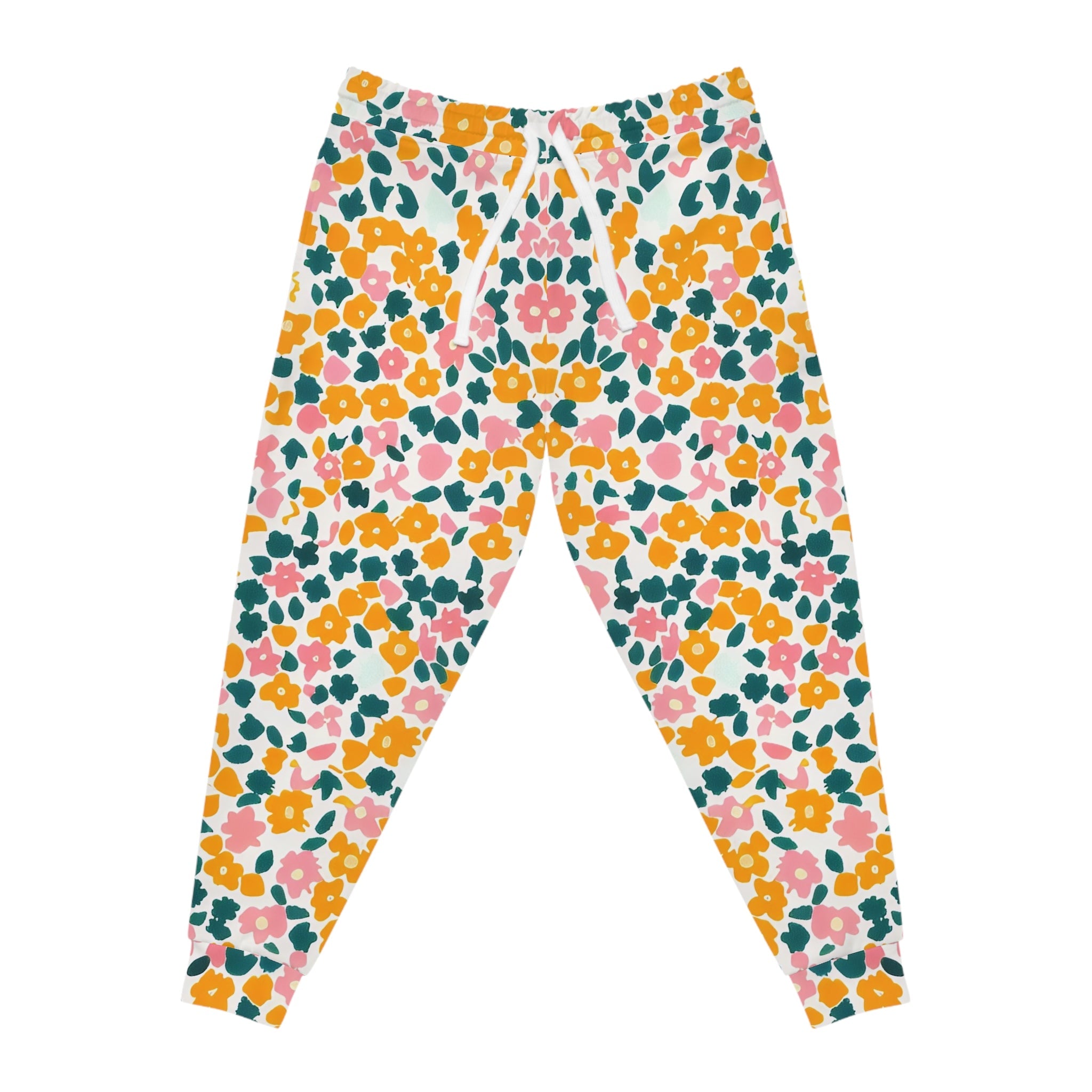 White Scattered Floral Joggers, Artsulli - Art is Long, Life is Short, All Over Prints, Size, S, Color, Seam thread color automatically matched to design, , , 74749983541591847011