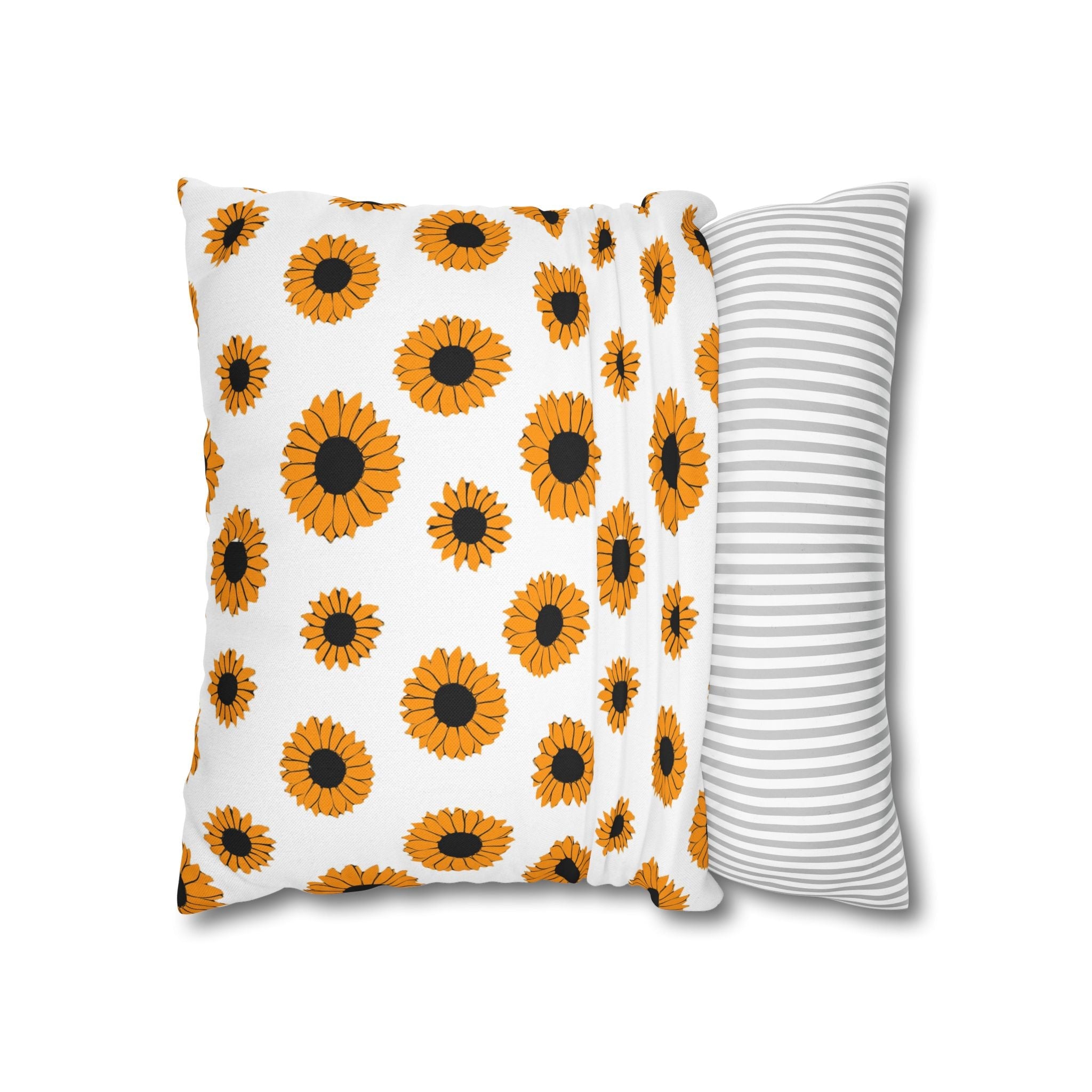 White Sunflower Pattern Throw Pillow, Artsulli - Art is Long, Life is Short, Home Decor, , , , , , , 