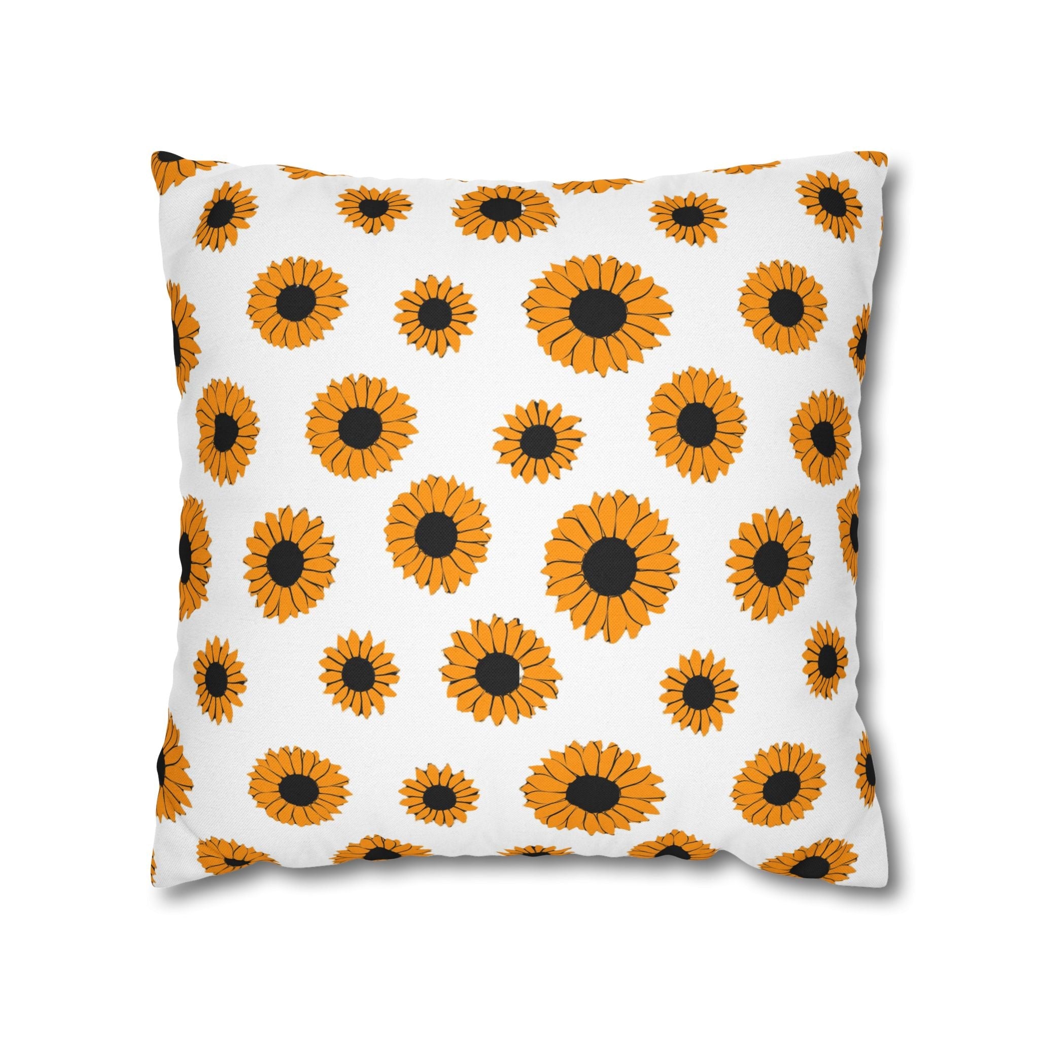 White Sunflower Pattern Throw Pillow, Artsulli - Art is Long, Life is Short, Home Decor, Size, 18" × 18", , , , , 13618204129024704738