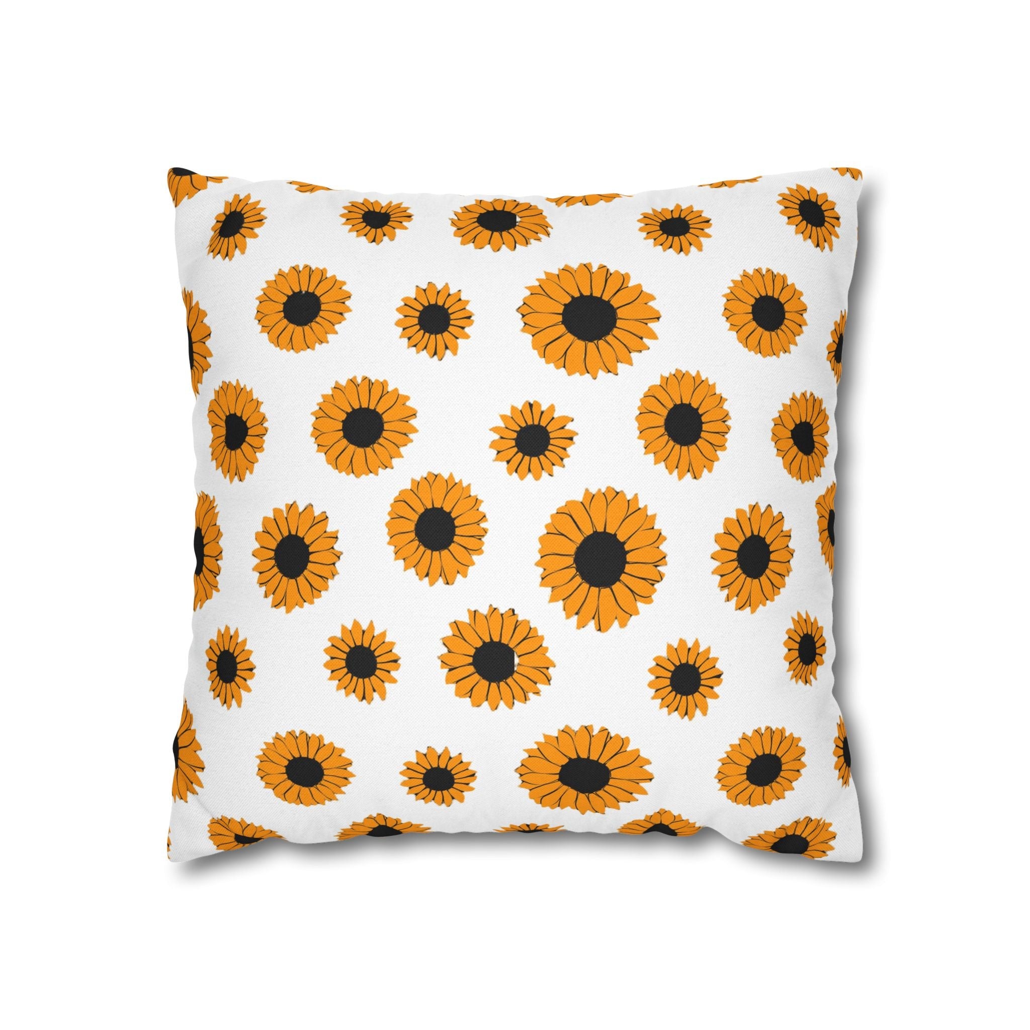 White Sunflower Pattern Throw Pillow, Artsulli - Art is Long, Life is Short, Home Decor, Size, 16" × 16", , , , , 26158087174168898884