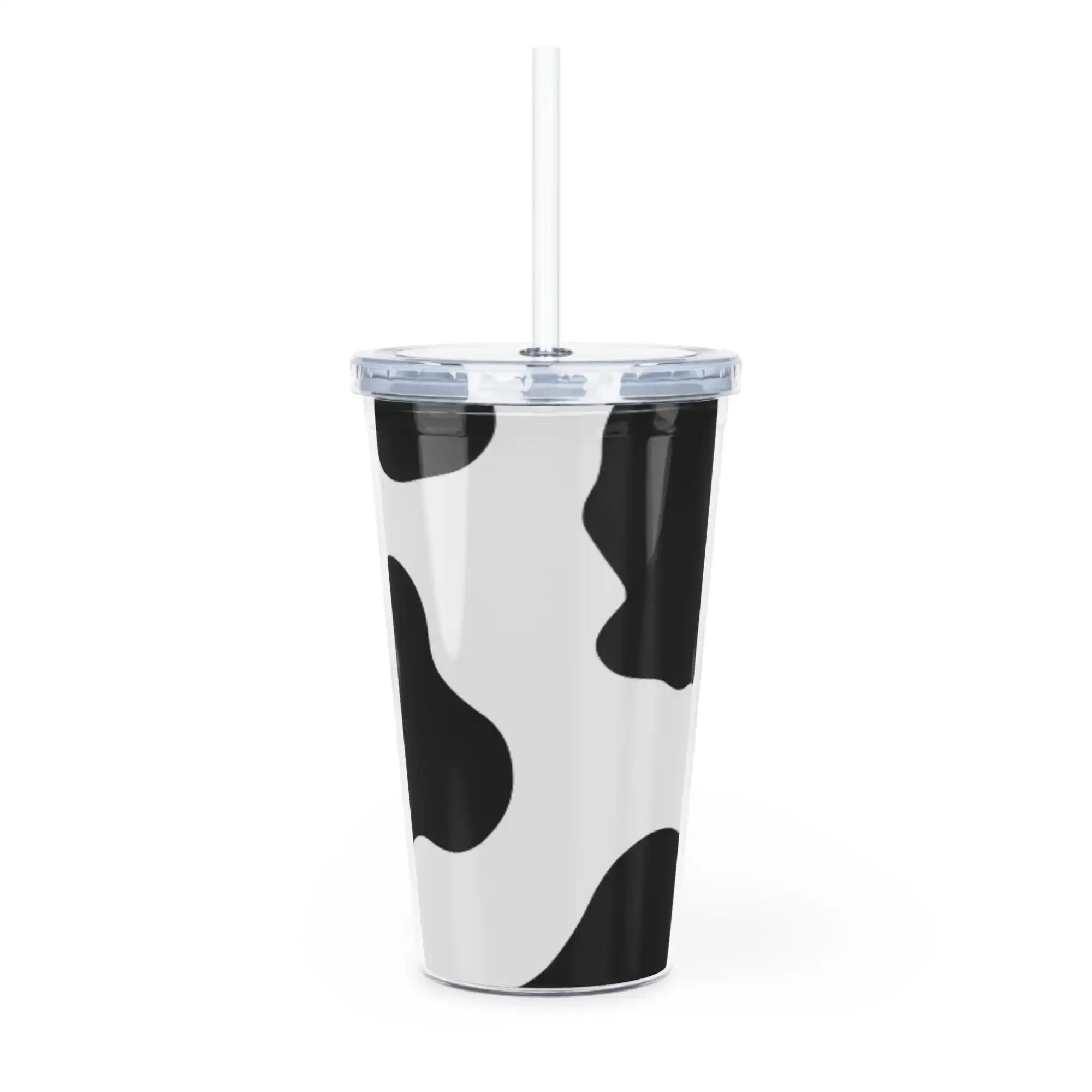 Cow Print Focus Plastic Tumbler with Straw, Artsulli - Art is Long, Life is Short, Mug, , , , , , , 