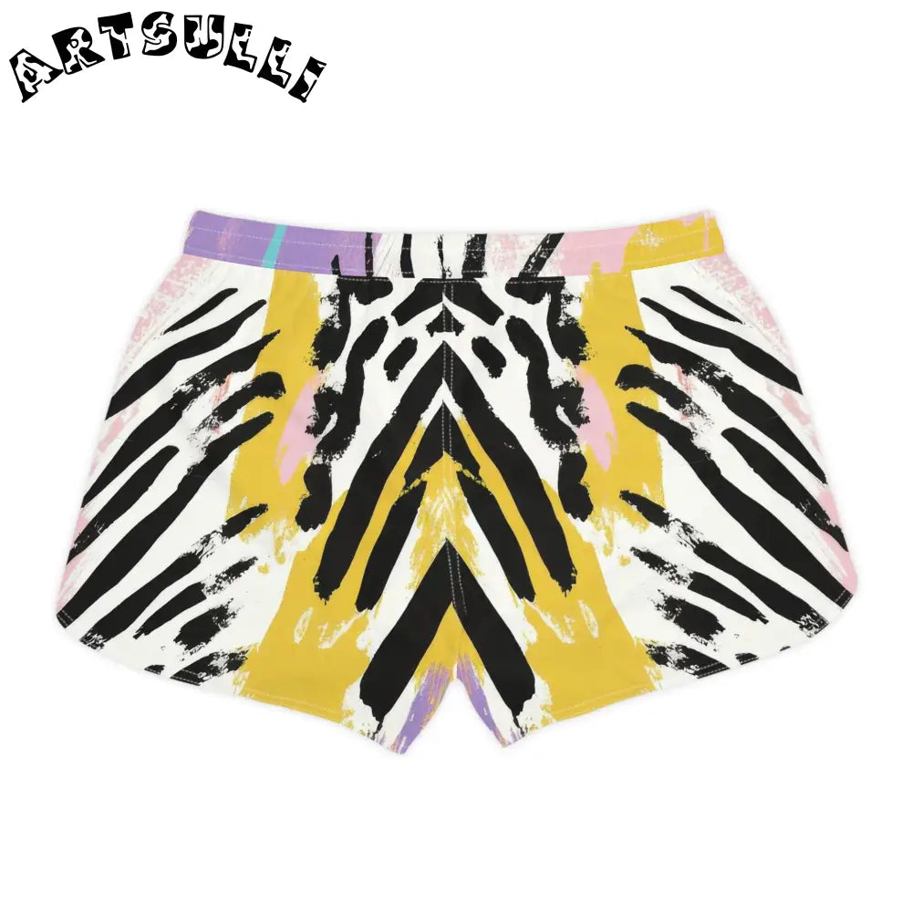 Wild Zebra Stripes Abstract Print Shorts, Artsulli - Art is Long, Life is Short, All Over Prints, , , , , , , 