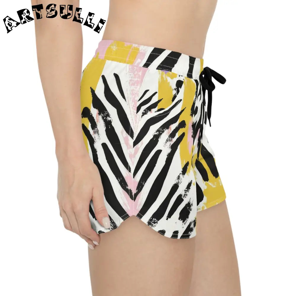 Wild Zebra Stripes Abstract Print Shorts, Artsulli - Art is Long, Life is Short, All Over Prints, , , , , , , 