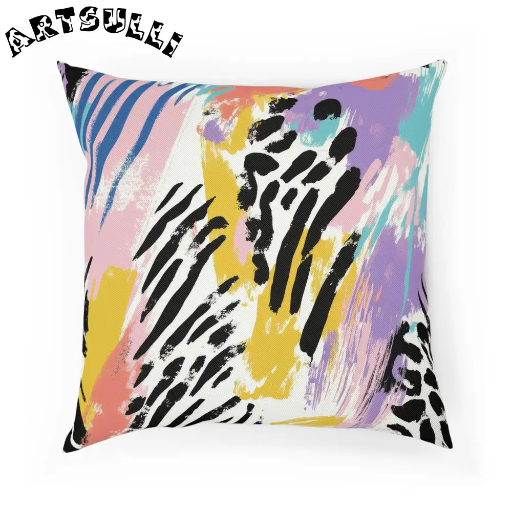 Wild Zebra Stripes and Paint Throw Pillow, Artsulli - Art is Long, Life is Short, Home Decor, Size, 18.1" × 18.1", , , , , 15720511419025