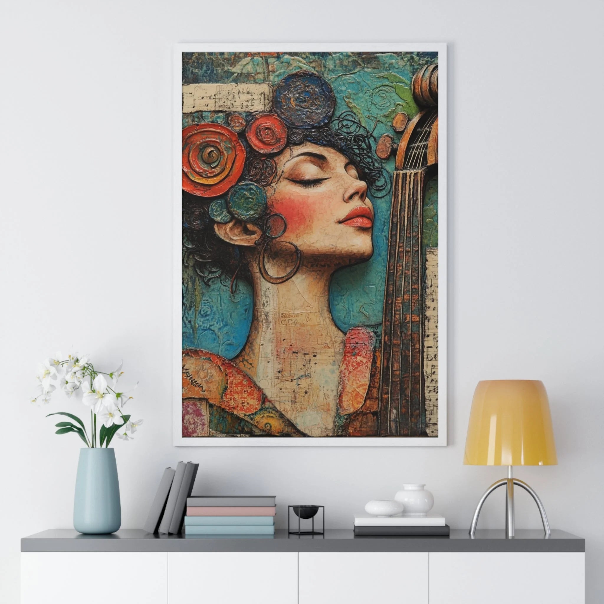 Buy The Best 24x36 inch framed canvas print By Artsulli x Color Printify - Woman and Cello Framed Art Print - 2025
