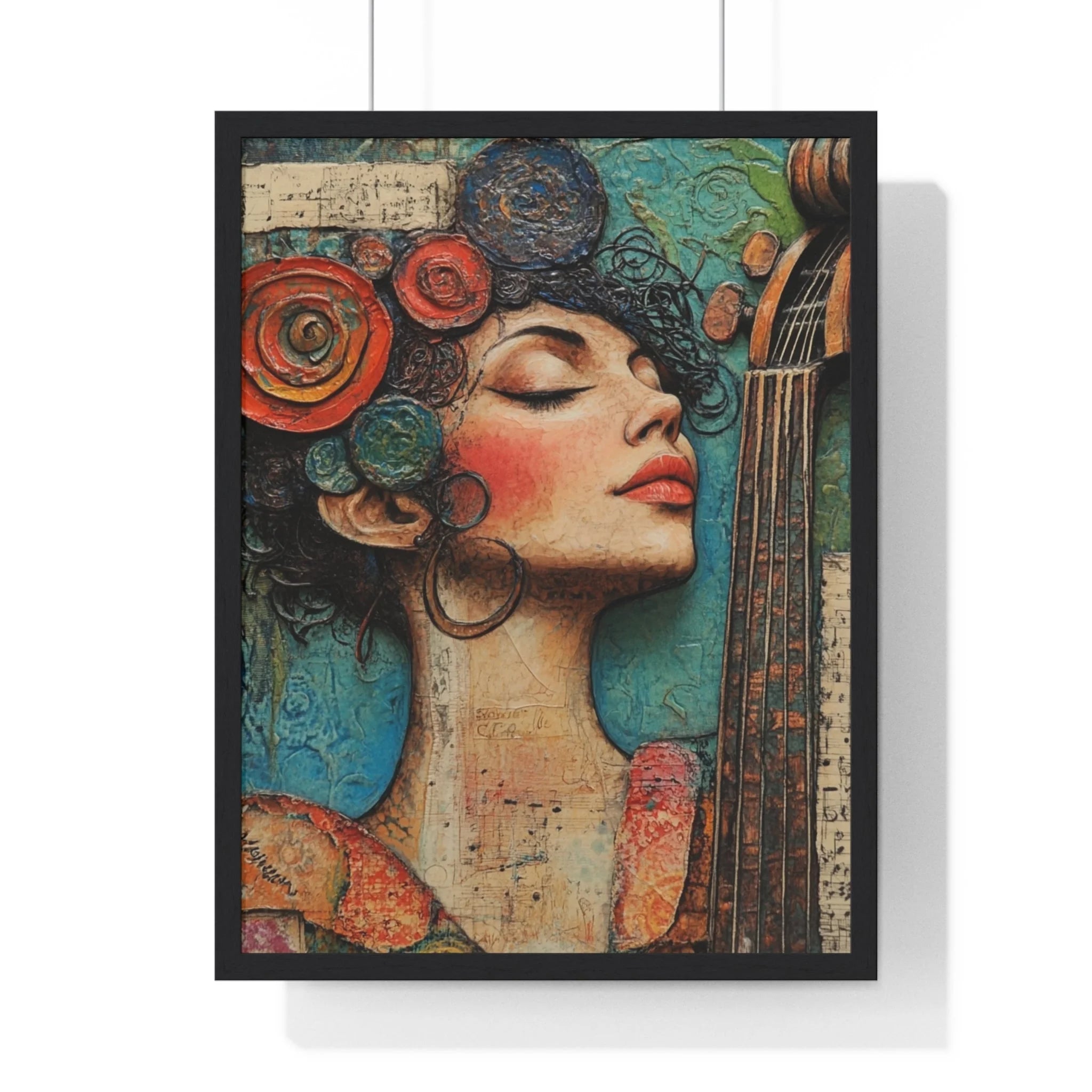Buy The Best floral-patterned guitar art print vibrant By Artsulli x Color Printify - Woman and Cello Framed Art Print - 2025