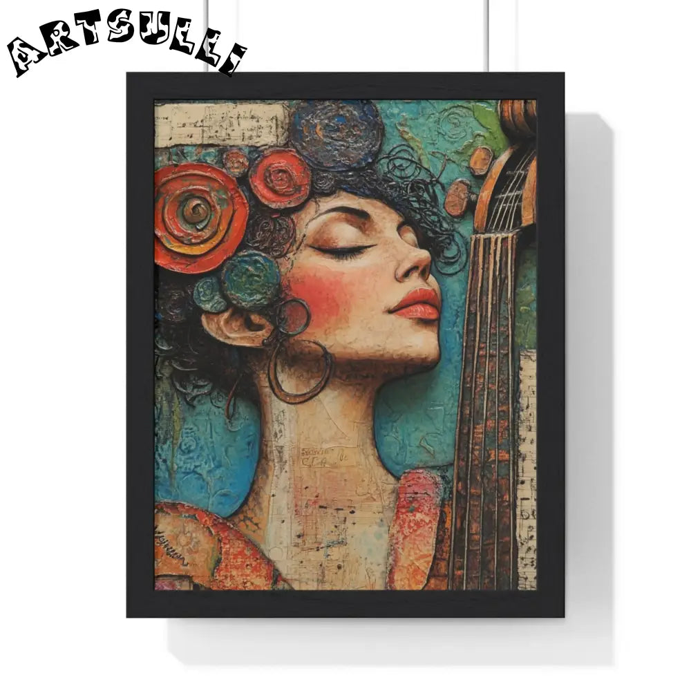 Woman and Cello Framed Art Print, Artsulli - Art is Long, Life is Short, Poster, Size, 11″ x 14″, Color, Black, , , 31890372163605753667