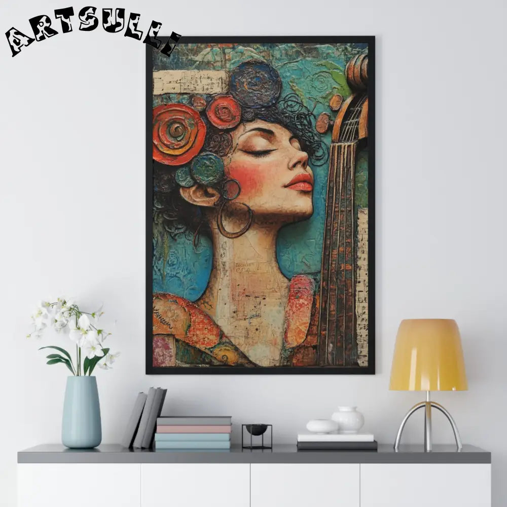 Woman and Cello Framed Art Print, Artsulli - Art is Long, Life is Short, Poster, , , , , , , 