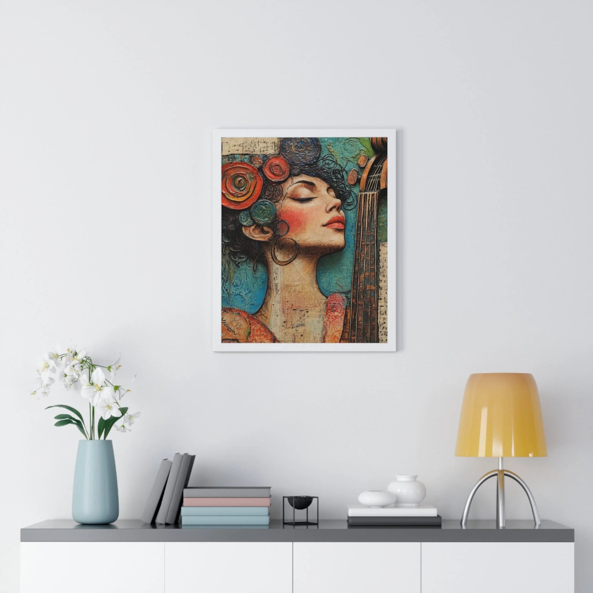 Buy The Best framed artwork woman flowers hair By Artsulli x Color Printify - Woman and Cello Framed Art Print - 2025