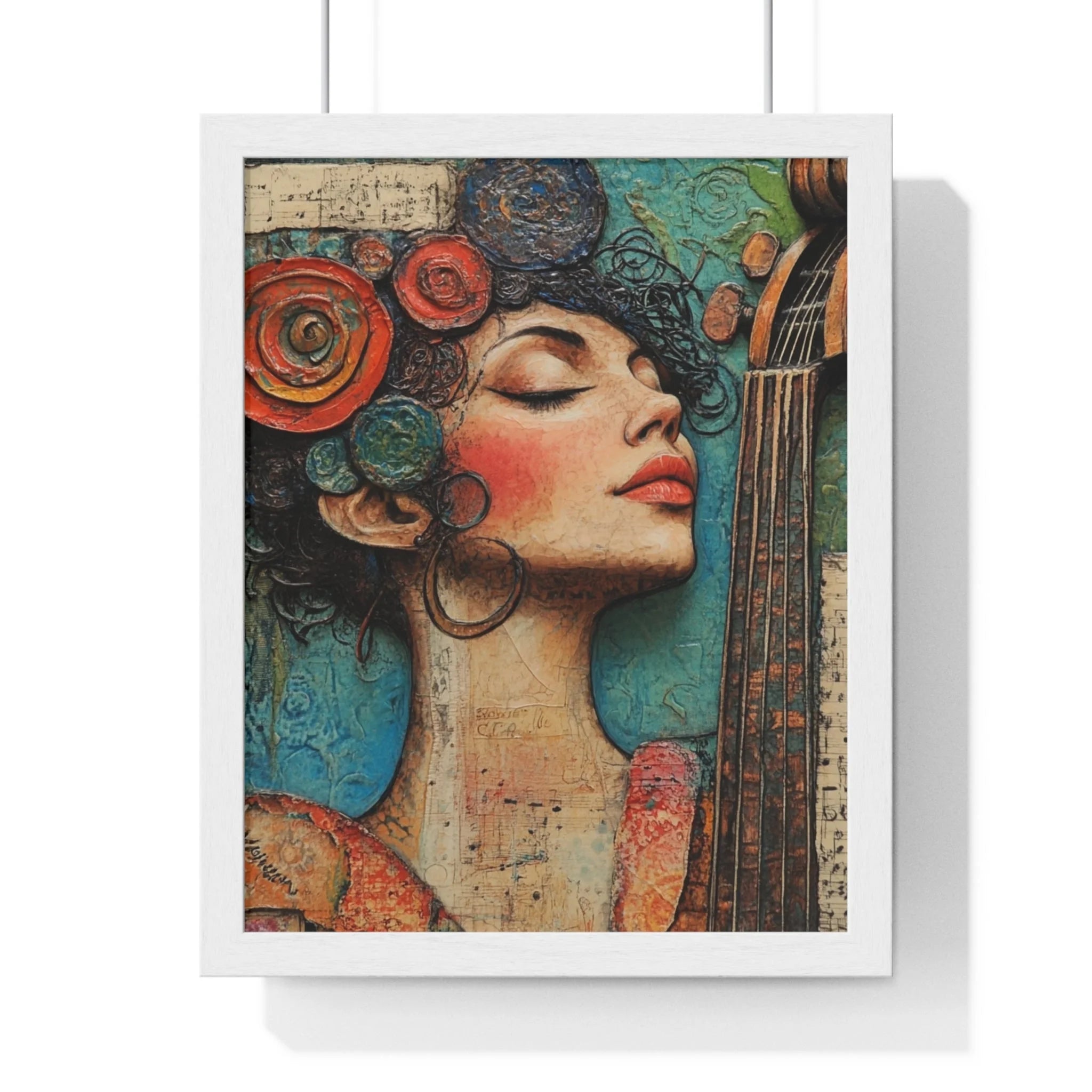 Buy The Best multi-colored floral-patterned guitar art print By Artsulli x Color Printify - Woman and Cello Framed Art Print - 2025