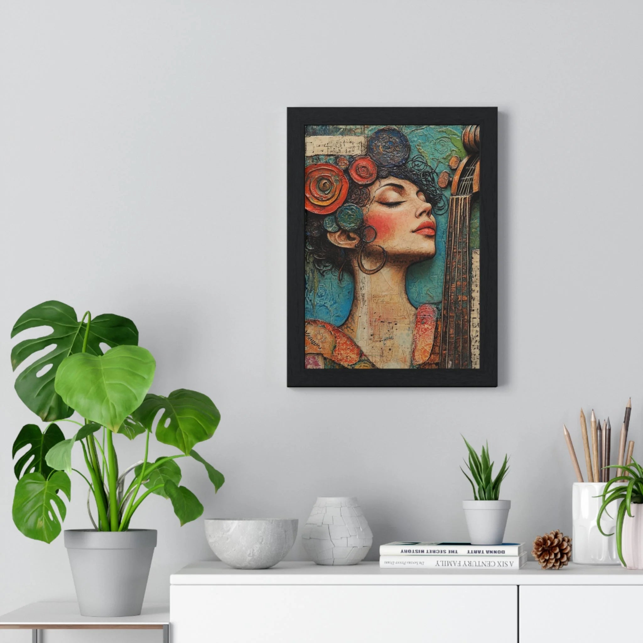 Buy The Best framed vintage-inspired portrait woman vibrant By Artsulli x Color Printify - Woman and Cello Framed Art Print - 2025