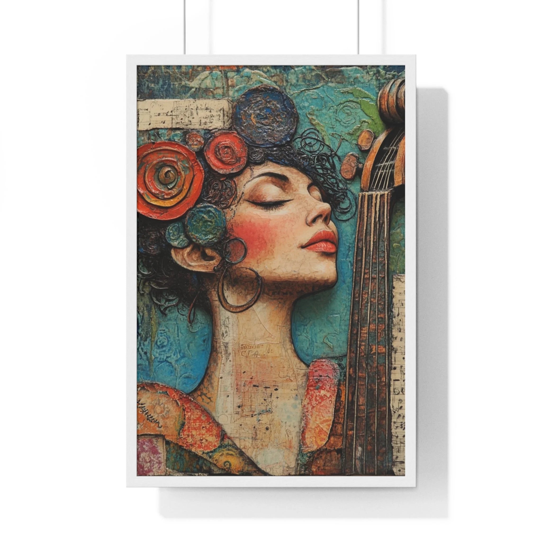 Buy The Best vintage floral guitar card By Artsulli x Color Printify - Woman and Cello Framed Art Print - 2025