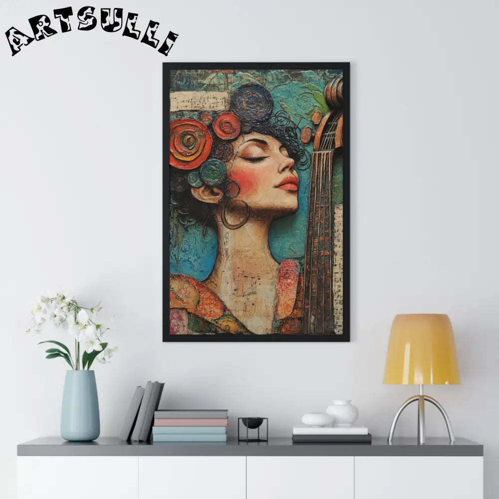 Woman and Cello Framed Art Print, Artsulli - Art is Long, Life is Short, Poster, , , , , , , 