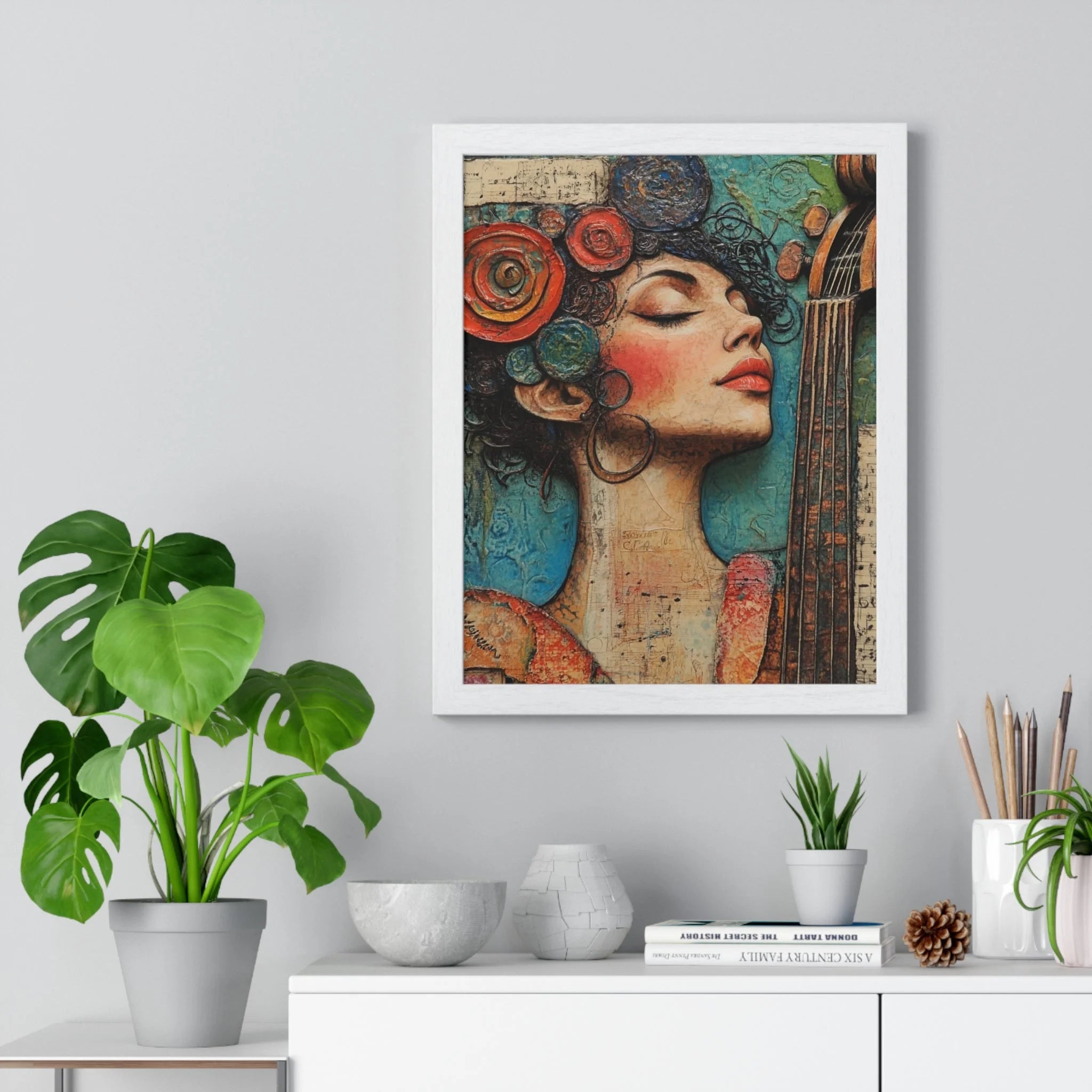 Buy The Best framed artwork woman vibrant colorful By Artsulli x Color Printify - Woman and Cello Framed Art Print - 2025