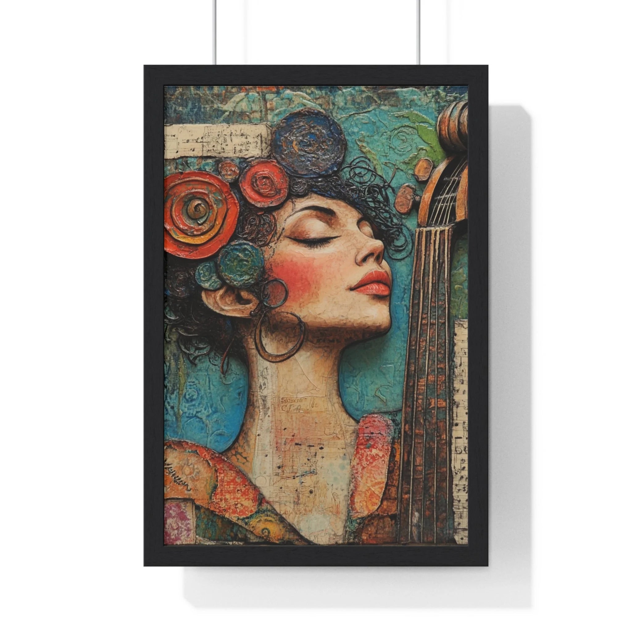 Buy The Best black framed poster colorful abstract By Artsulli x Color Printify - Woman and Cello Framed Art Print - 2025