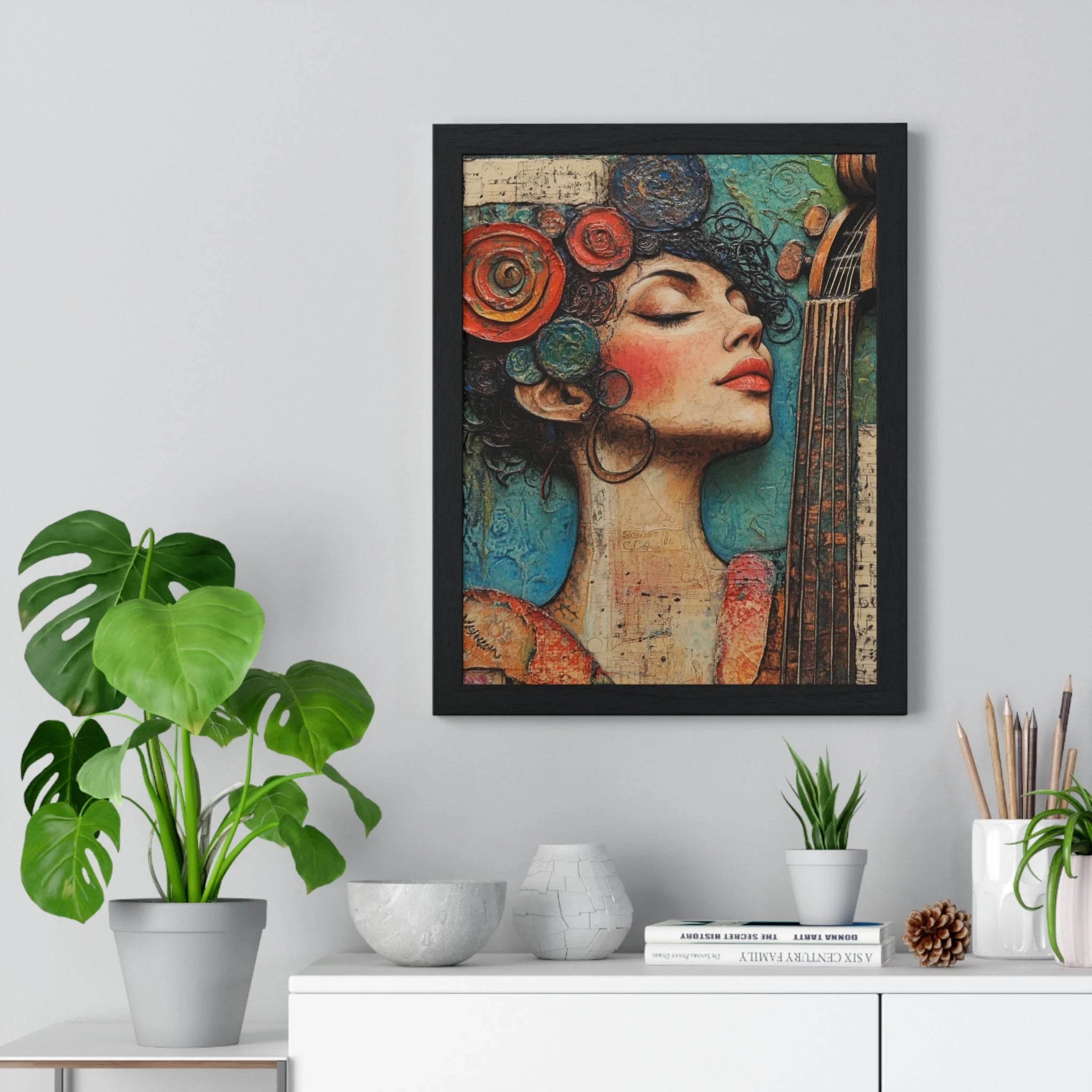Buy The Best framed floral portrait woman vibrant By Artsulli x Color Printify - Woman and Cello Framed Art Print - 2025
