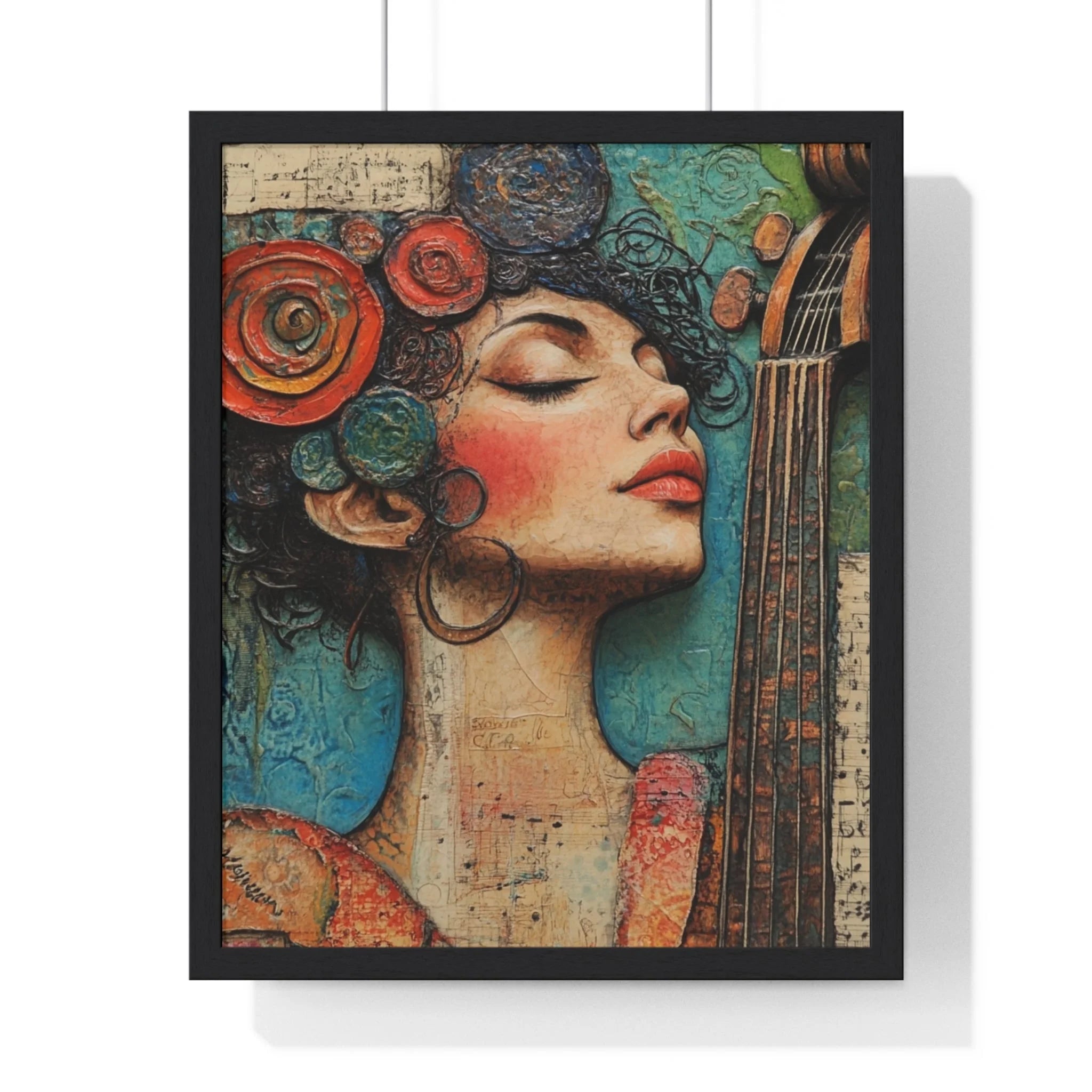 Buy The Best black framed art print colorful By Artsulli x Color Printify - Woman and Cello Framed Art Print - 2025