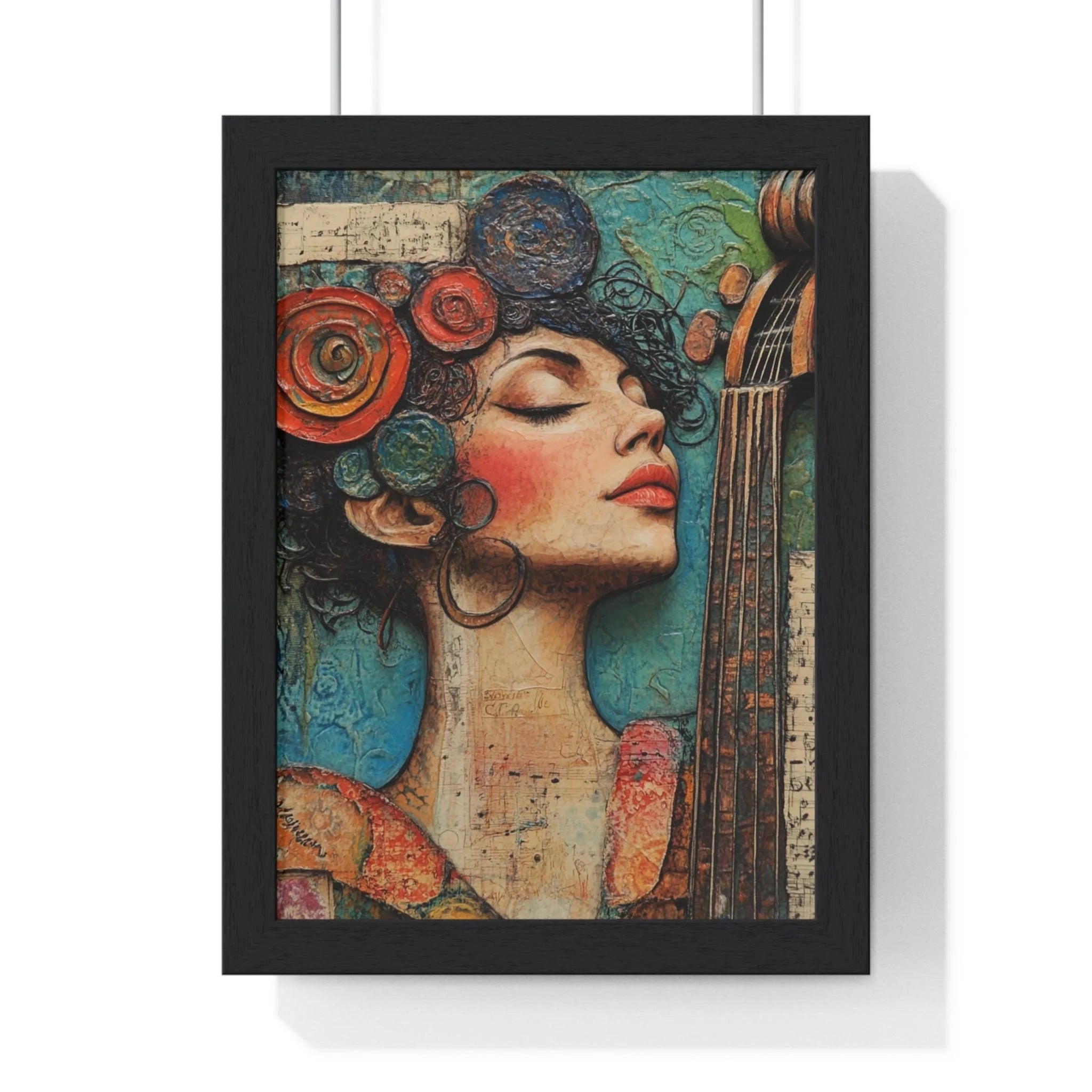 Buy The Best black framed art print woman By Artsulli x Color Printify - Woman and Cello Framed Art Print - 2025